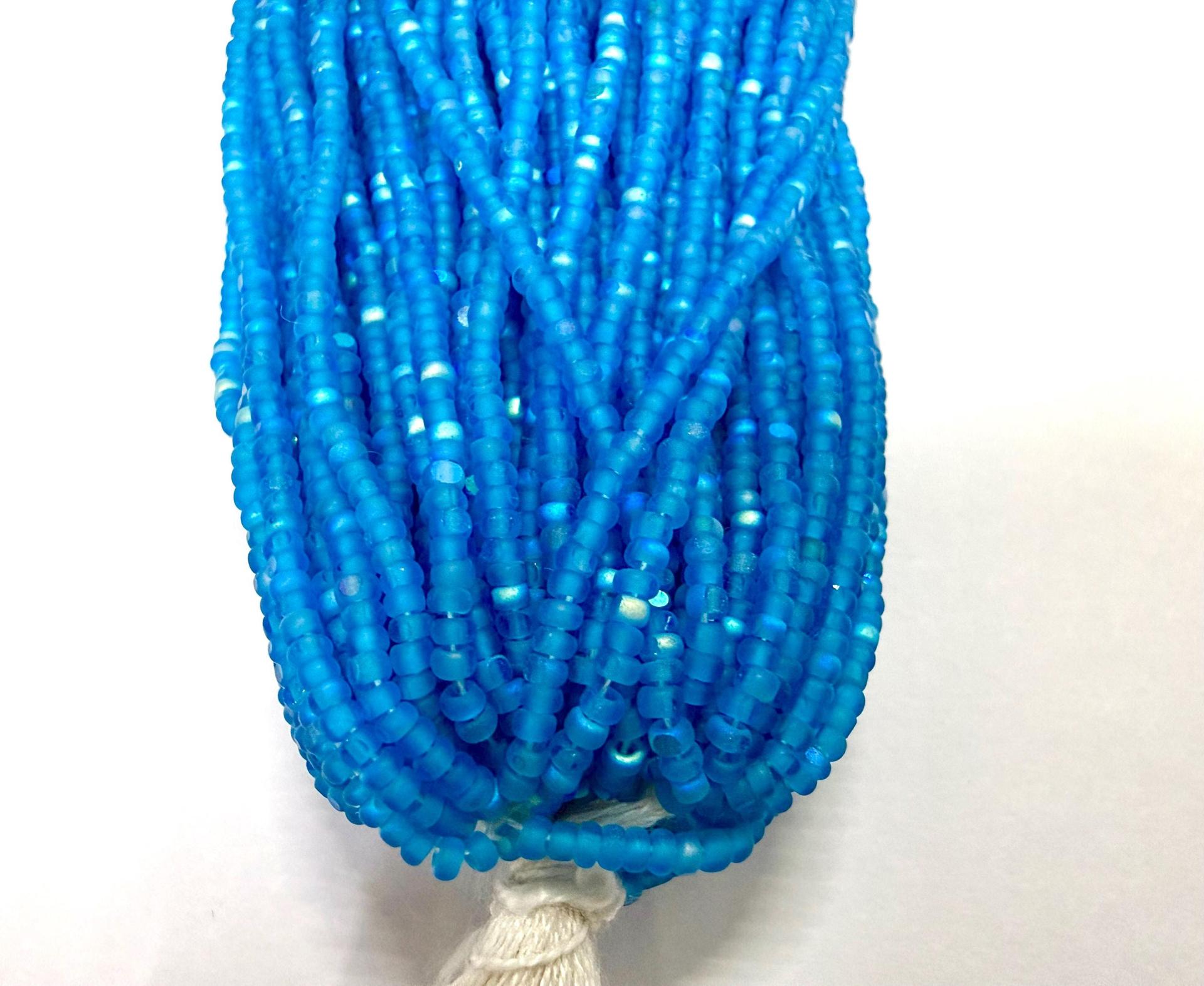 11/0 Charlotte Cut Seed Beads, Patina Matt Dark Aqua Aurore Boreale