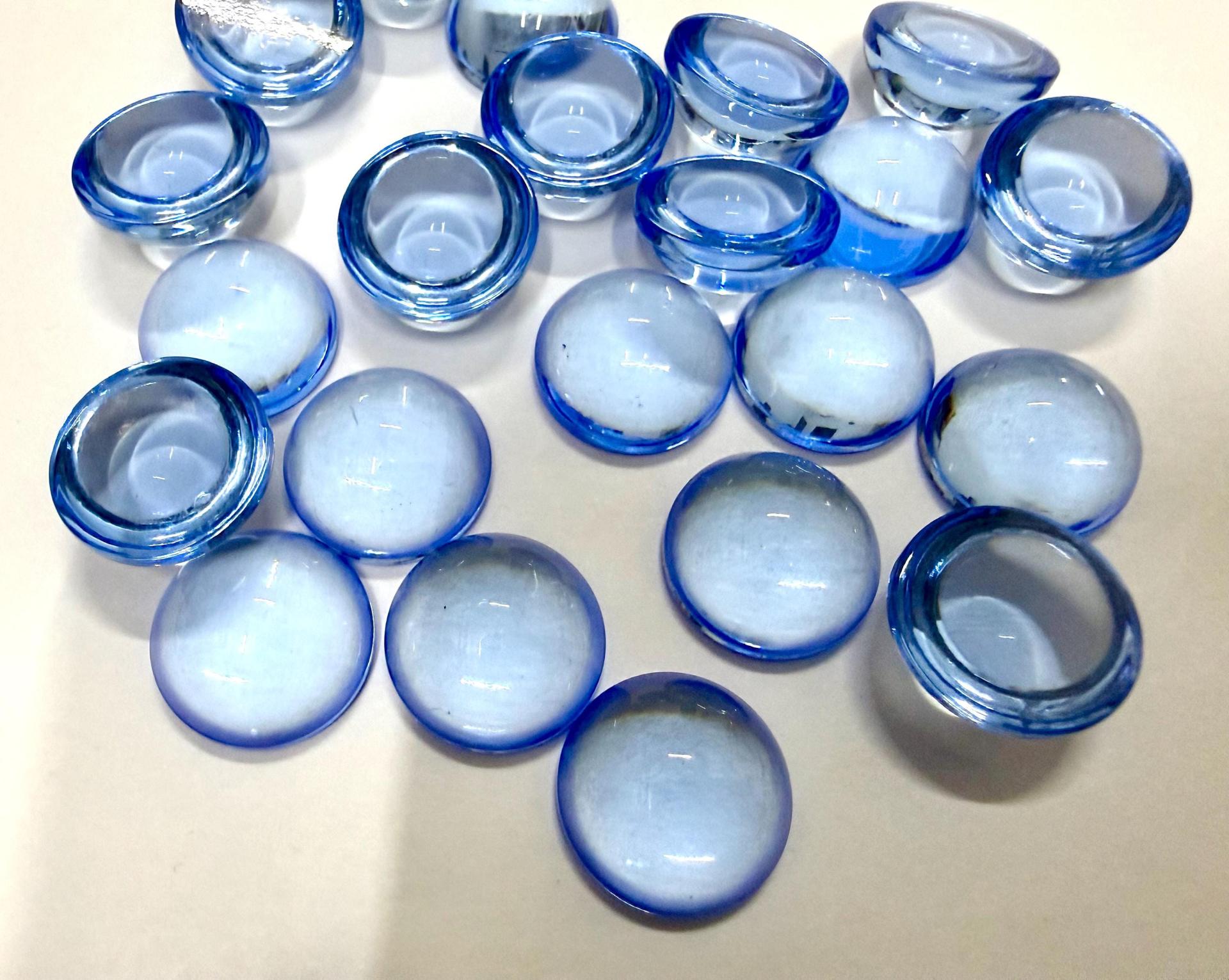 14 mm Swarovski Round Cabochon Cabs Light Sapphire unfoiled Article # 2090/4 Vintage Flat Back