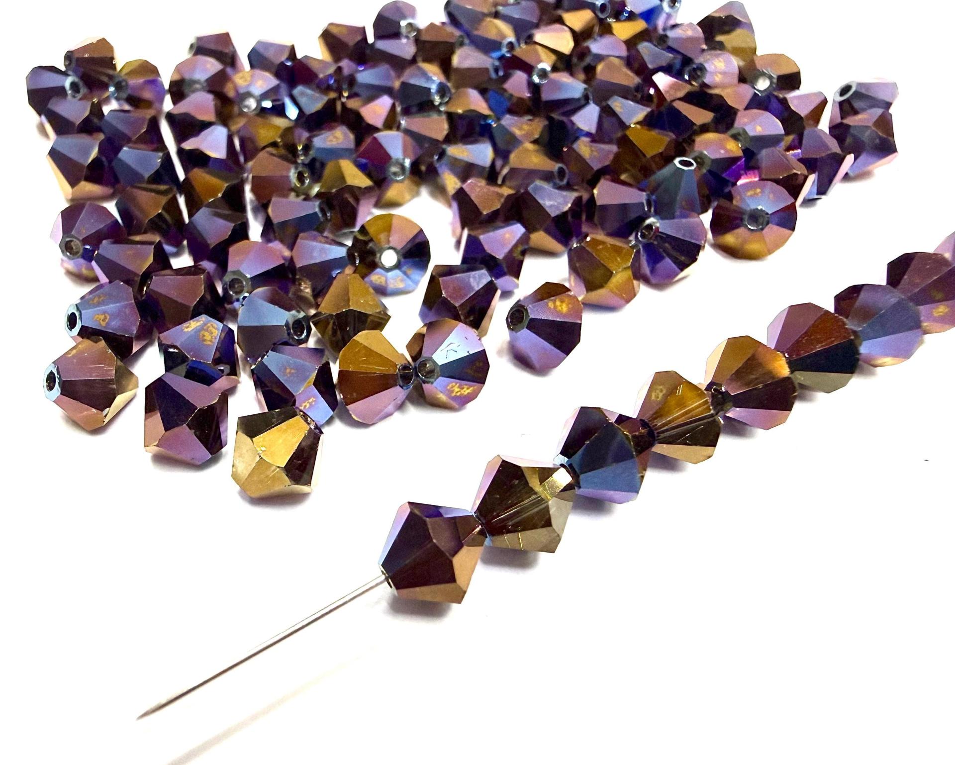 6mm Rainbow Dark AB Swarovski Bicone Beads, Jewelry Making Supplies