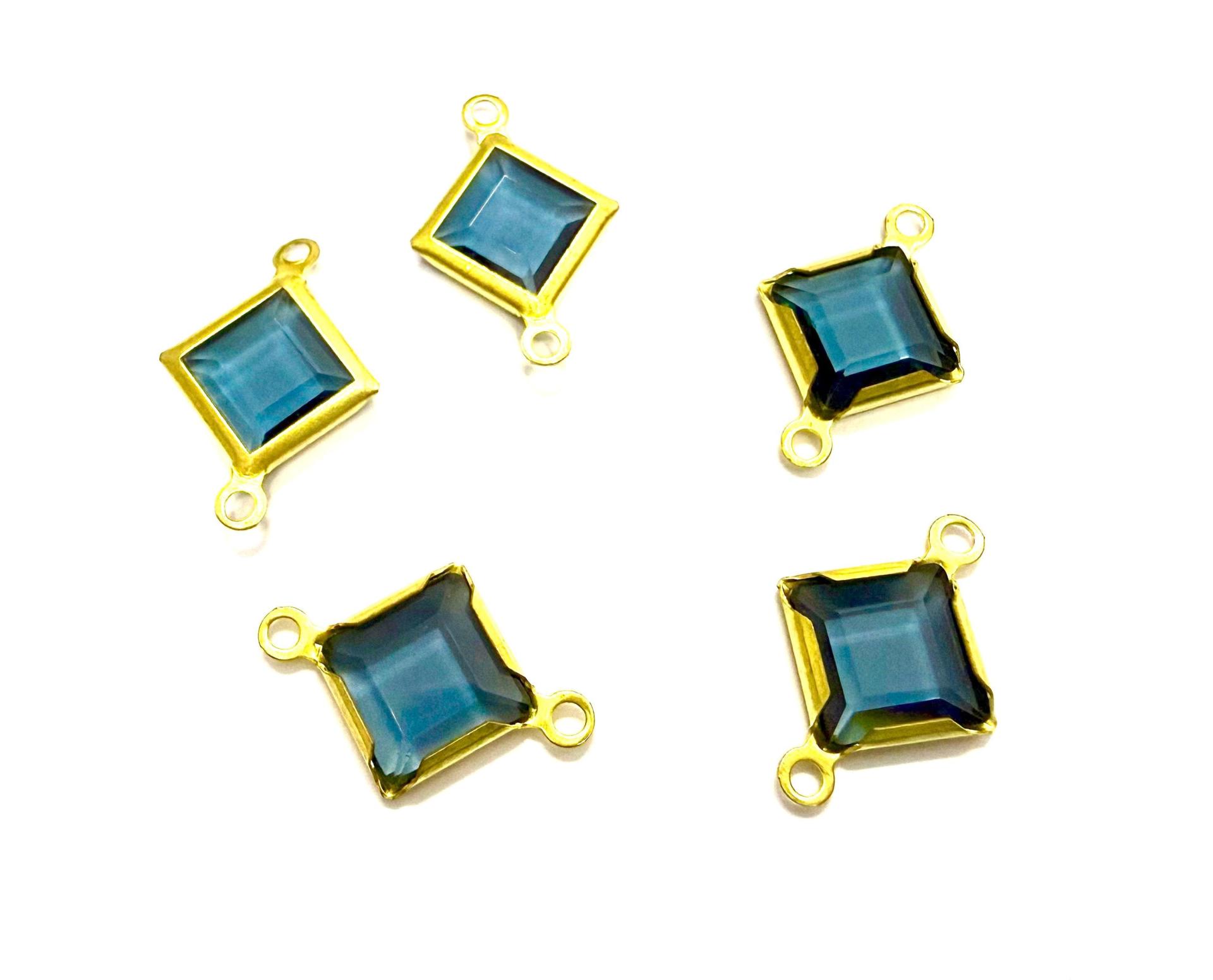 Square Vintage Swarovski Crystal 2 loops Connectors in Montana, Brass settings