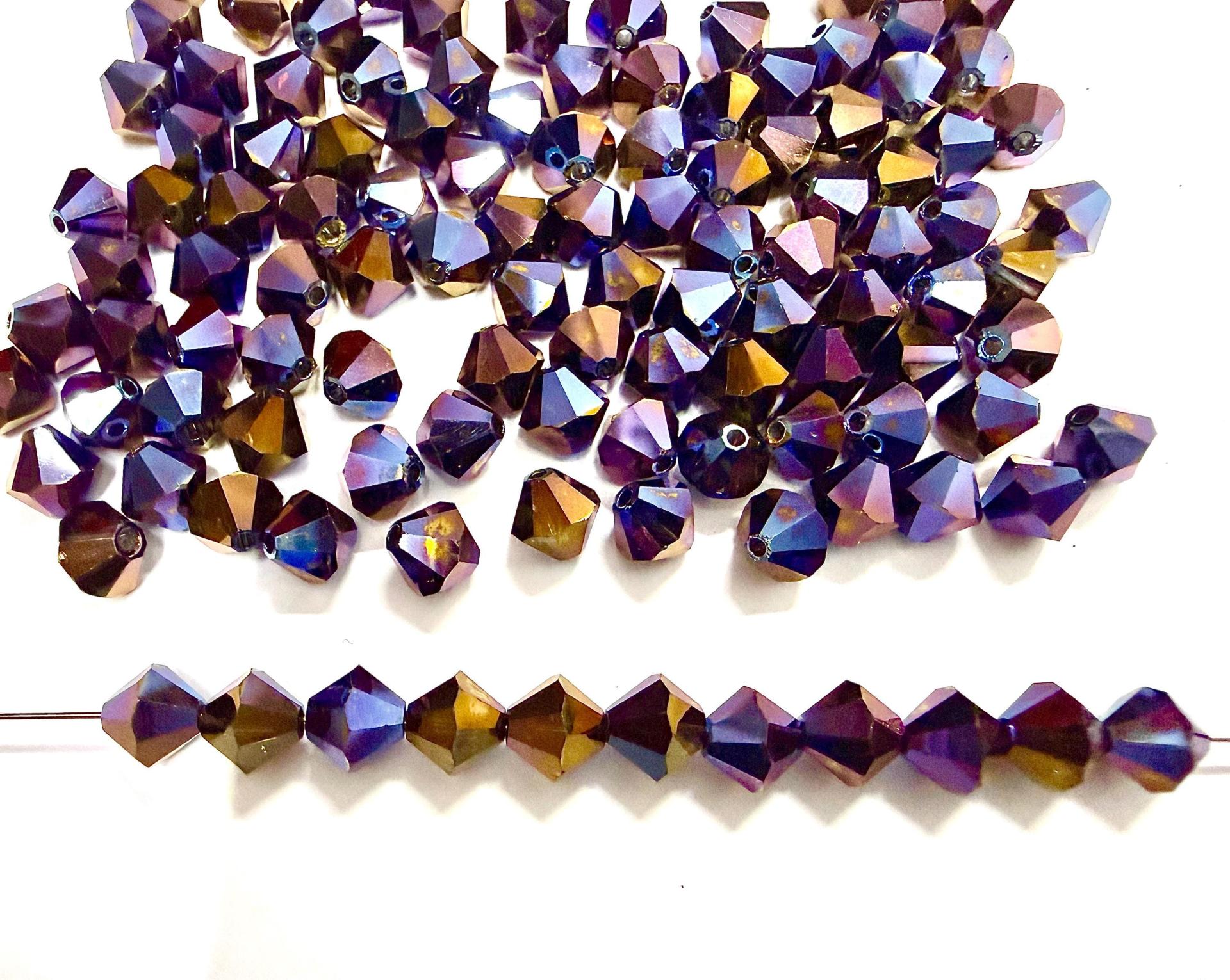6mm Rainbow Dark AB Swarovski Bicone Beads, Jewelry Making Supplies