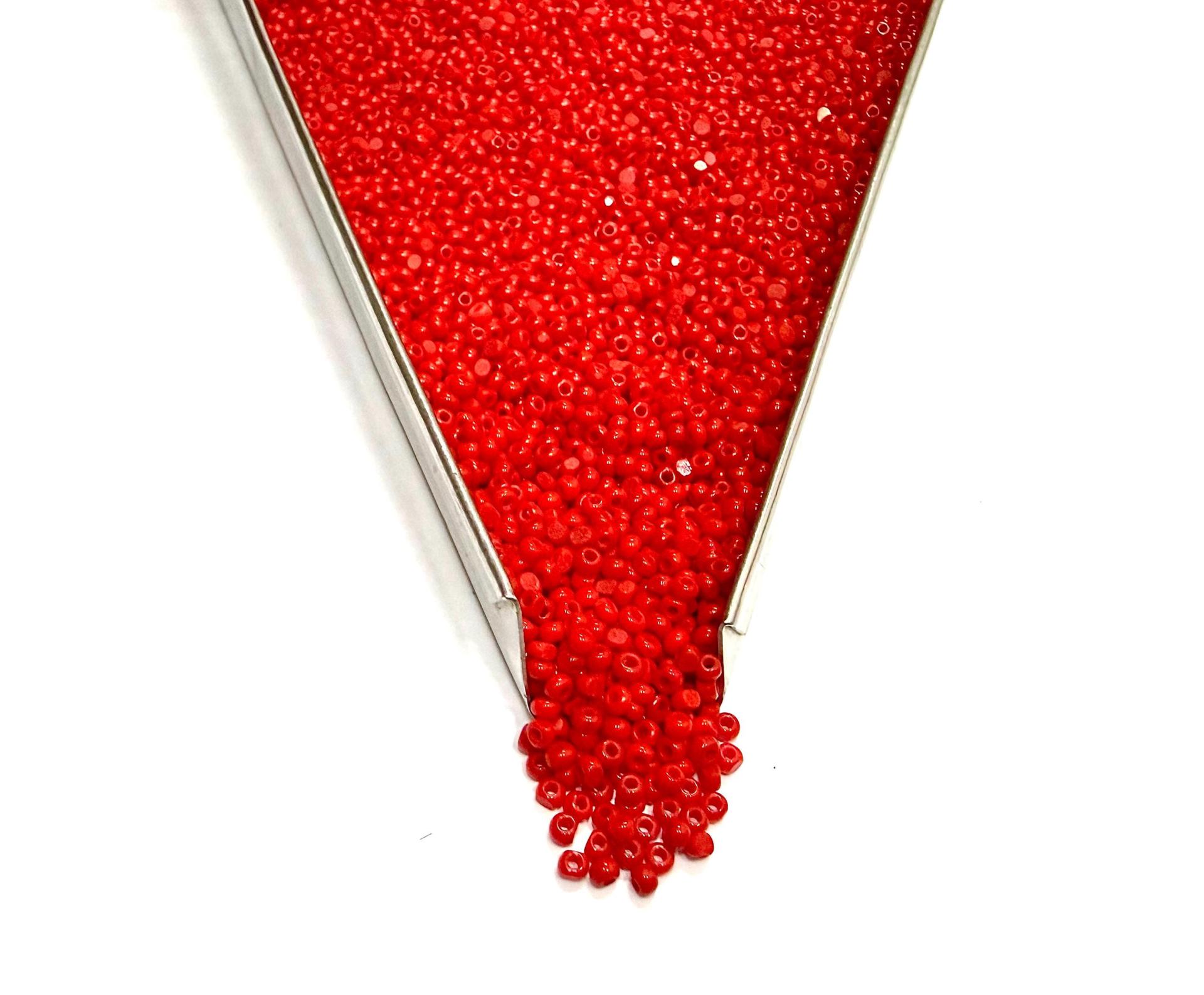 11/0 Opaque Red Coral Charlotte Cut Glass Beads, Faceted Seed Beads