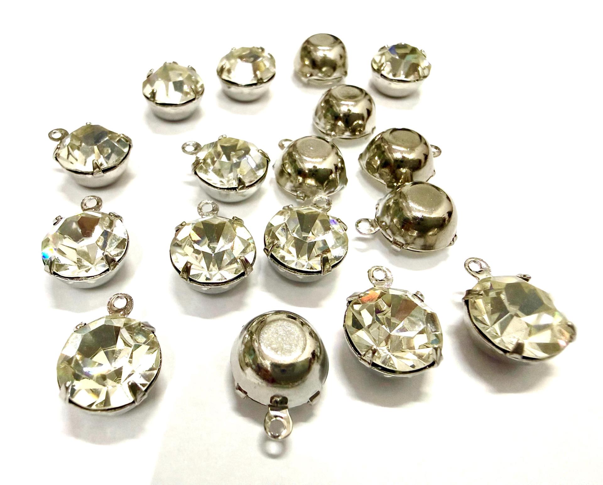 SWAROVSKI 14mm RHINESTONE drop setting rhodium plated jewelry supplies pendant