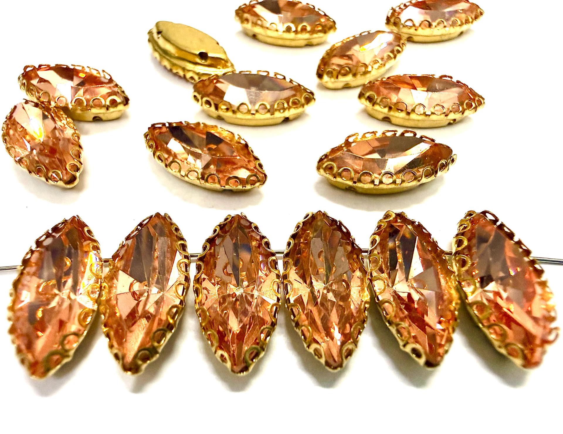 Swarovski Navette Crystal fancy vintage Brass settings