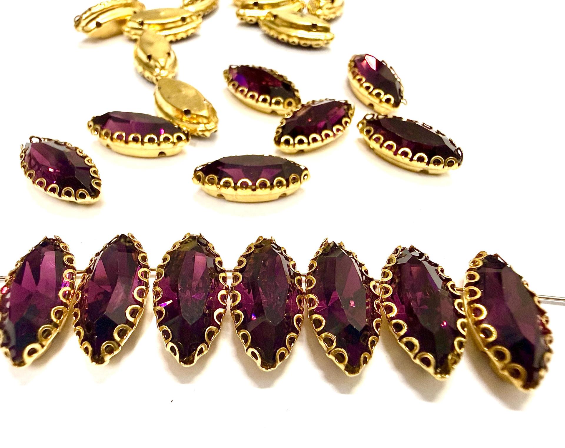 Swarovski Navette Crystal fancy vintage Brass settings