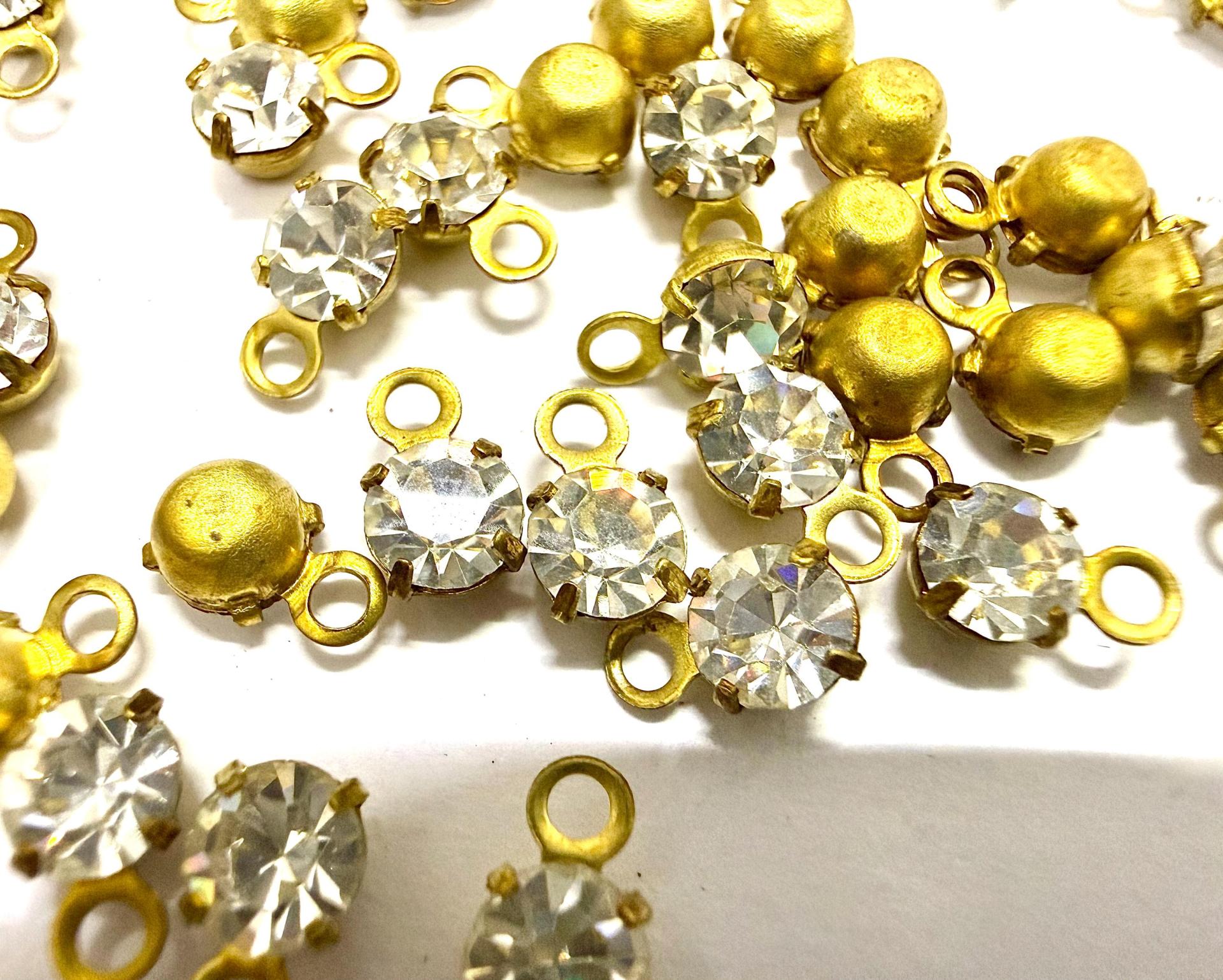 Swarovski Crystal round Stone Dangle: Brass, 7MM