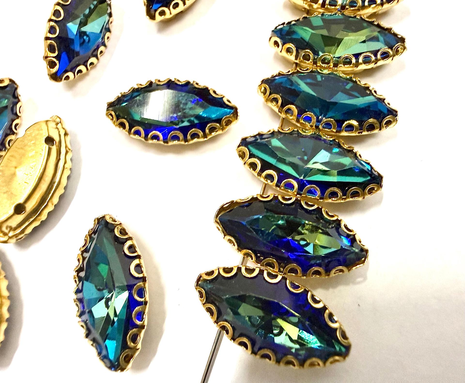 Swarovski Navette Crystal fancy vintage Brass settings