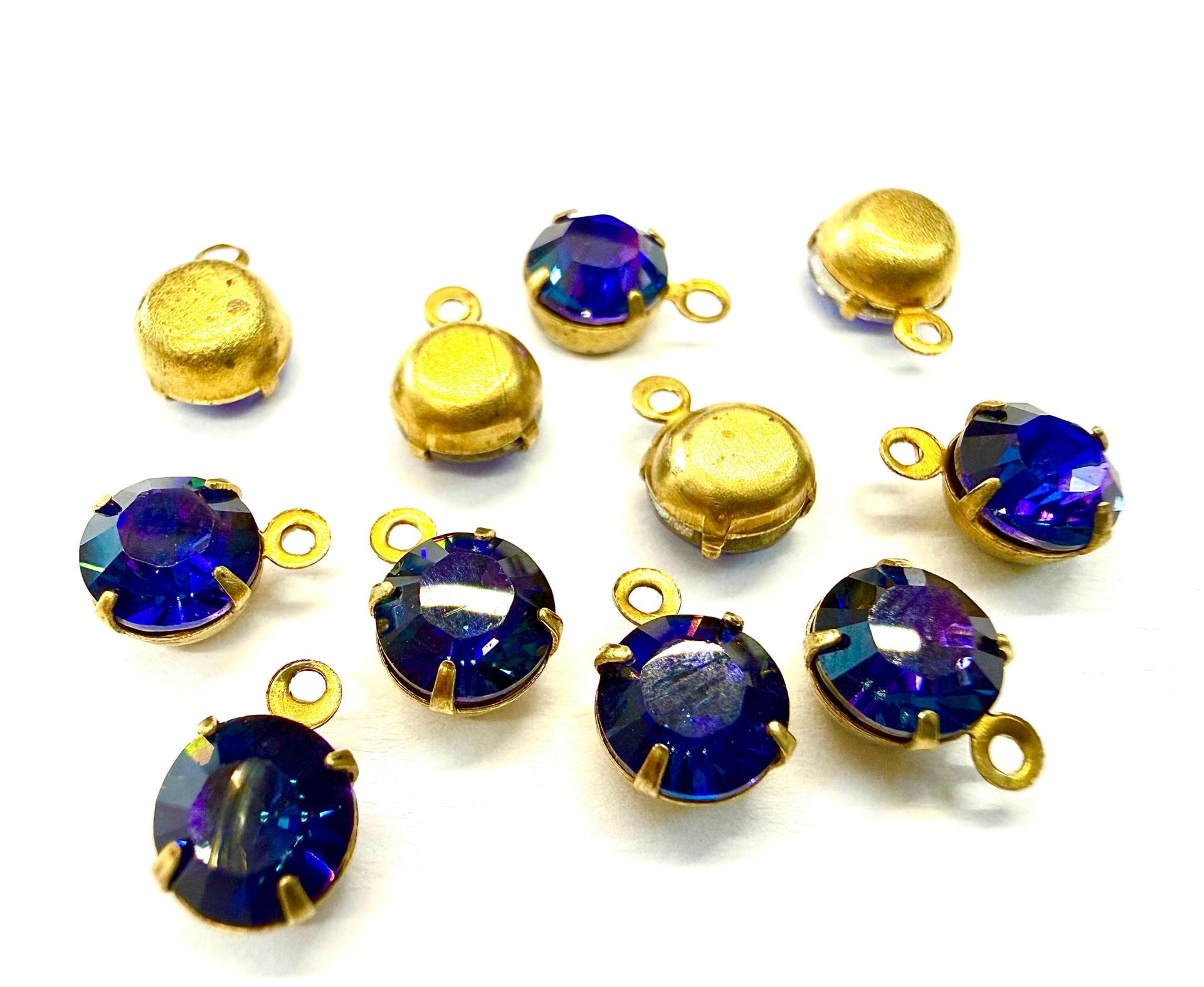 Swarovski Crystal Heliotrope Drop, Brass Setting (6mm, 28ss)