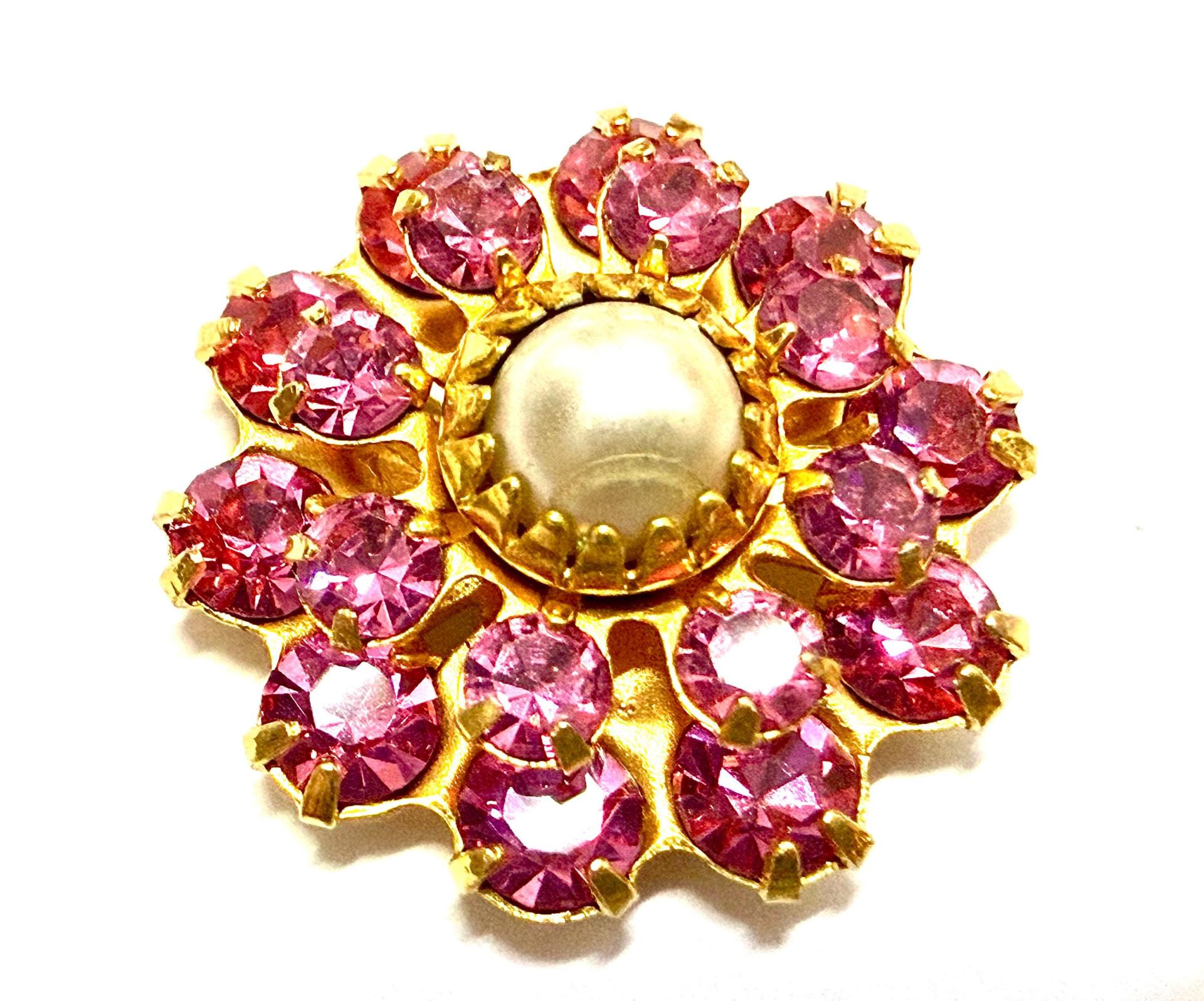 16mm Vintage brass Swarovski Flower Design in Amethyst pearl crystal Embellishment DIY Supplies wedding decorations