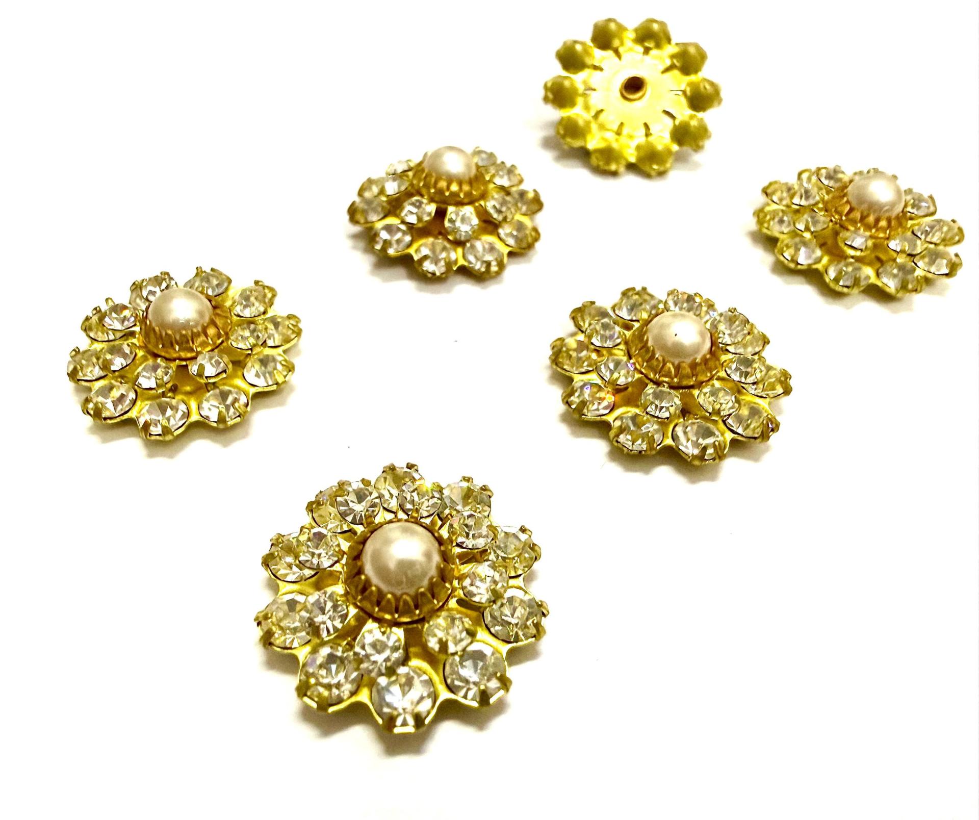 16mm Vintage brass Swarovski Flower Design in Pearl crystal Embellishment DIY Supplies wedding decorations