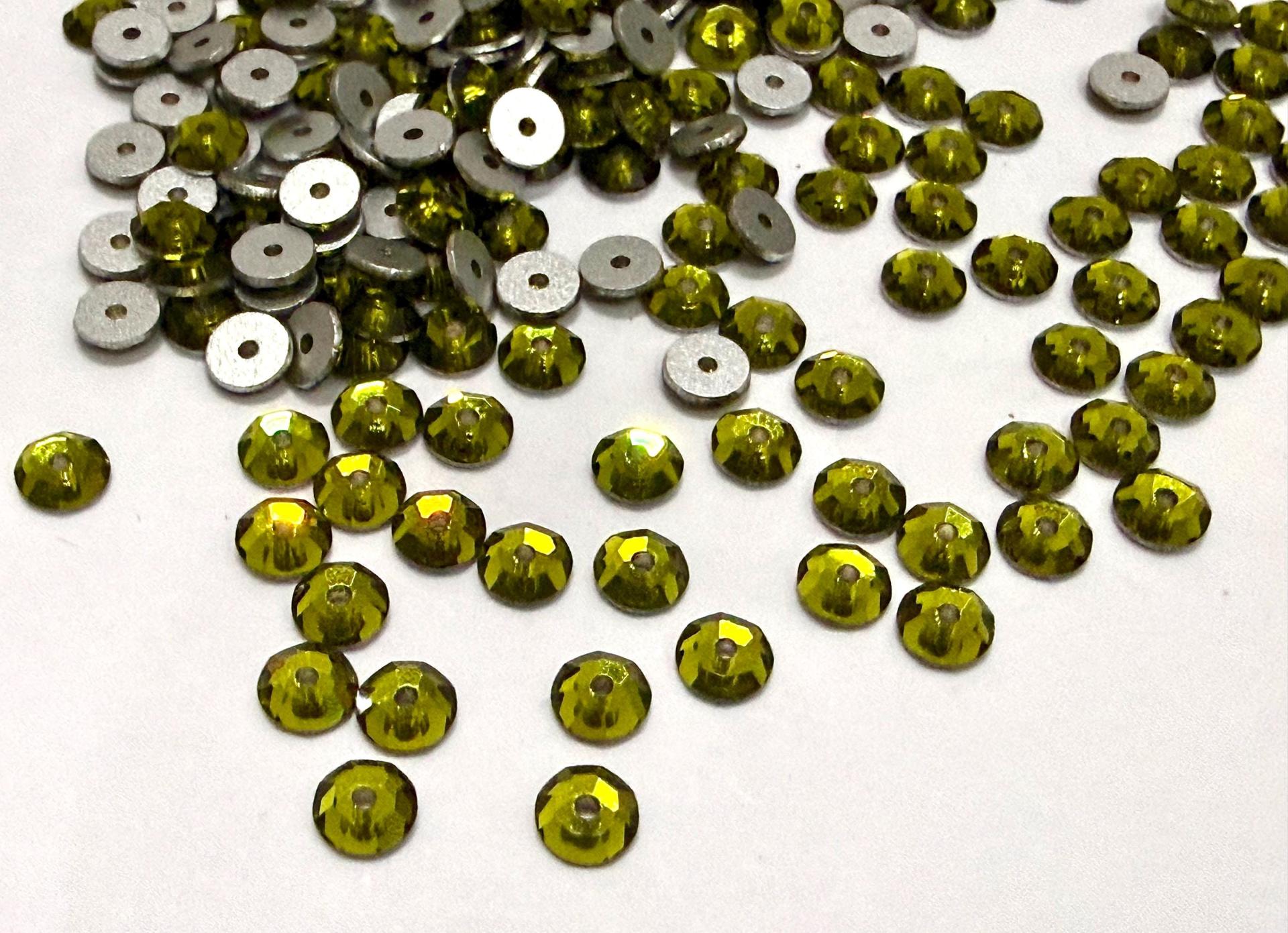 3mm Preciosa Crystal Olivine Flat Back Sew-On Stones