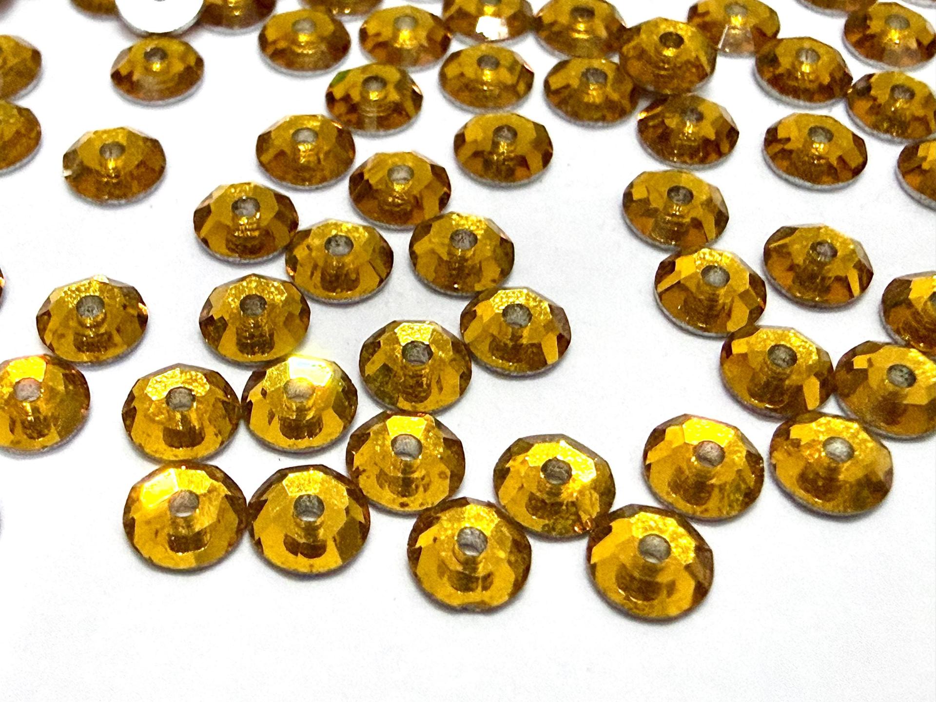 3mm Preciosa Crystal Topaz Flat Back Sew-On Stones