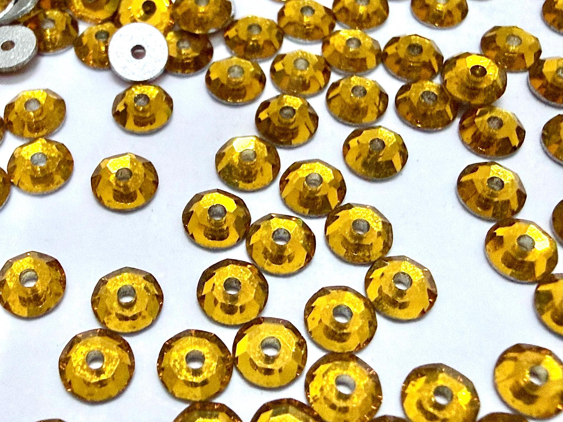 3mm Preciosa Crystal Topaz Flat Back Sew-On Stones