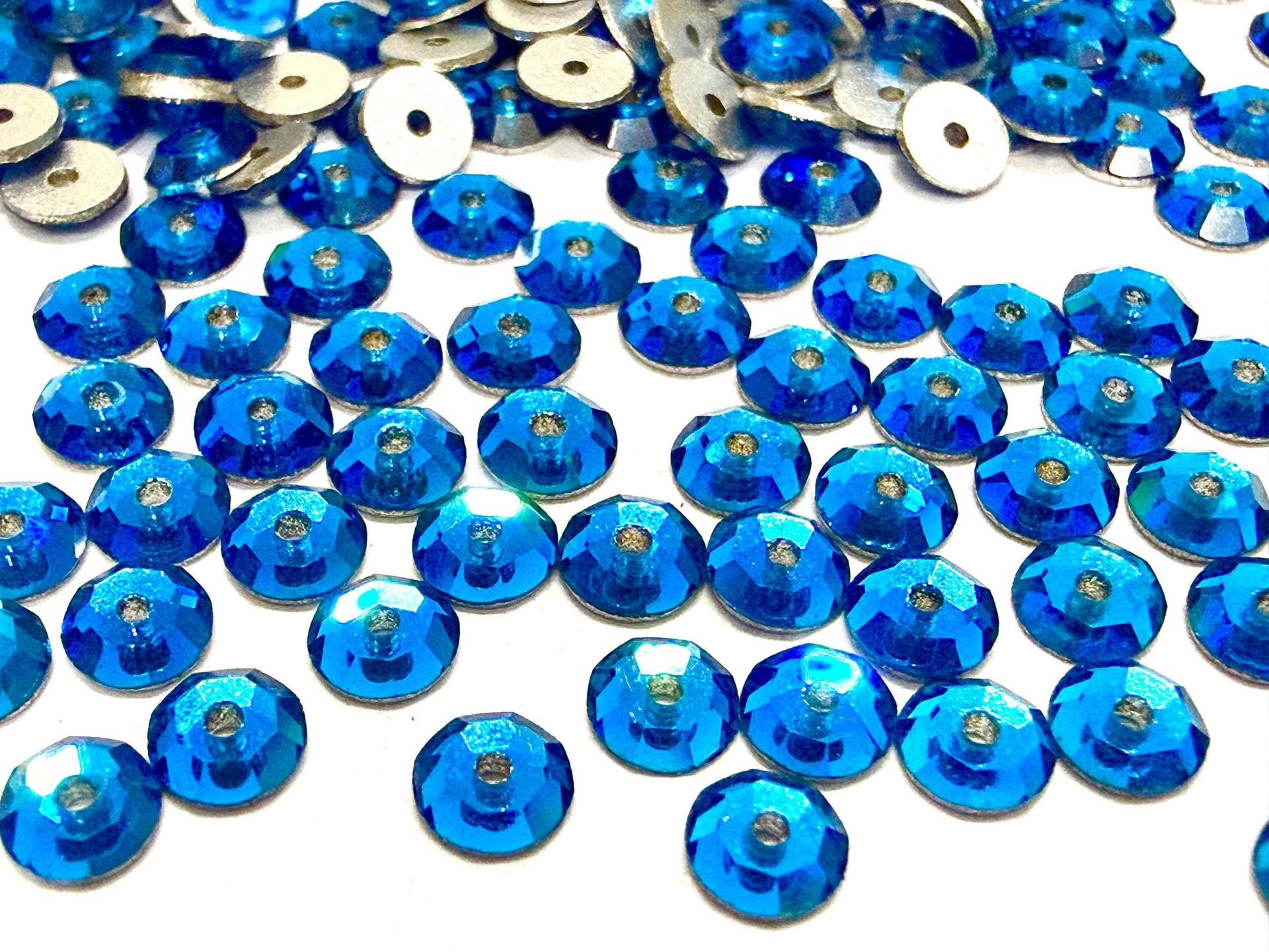 3mm Preciosa Crystal Capri Blue Flat Back Sew-On Stones