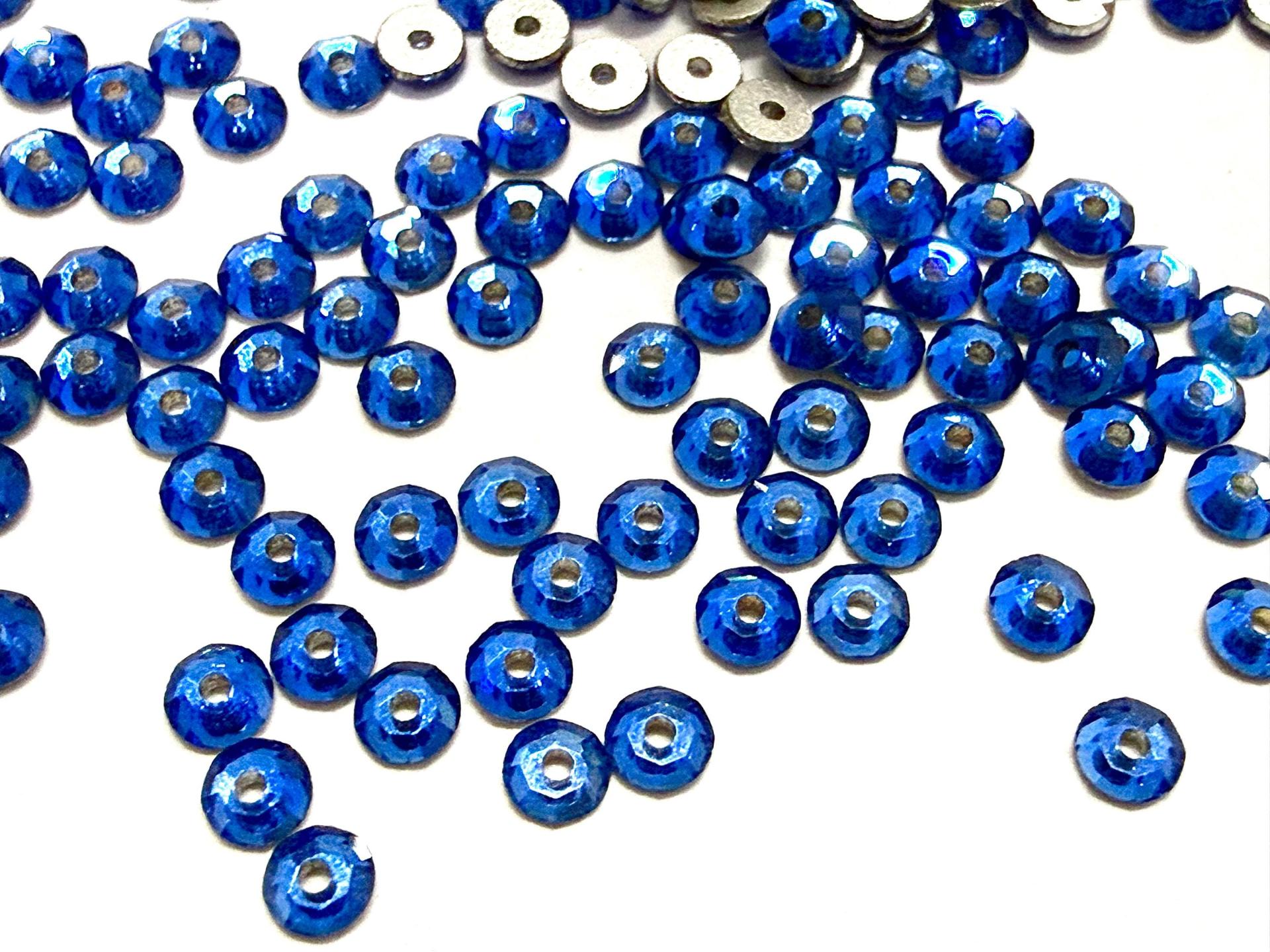3mm Preciosa Crystal Sapphire Flat Back Sew-On Stones