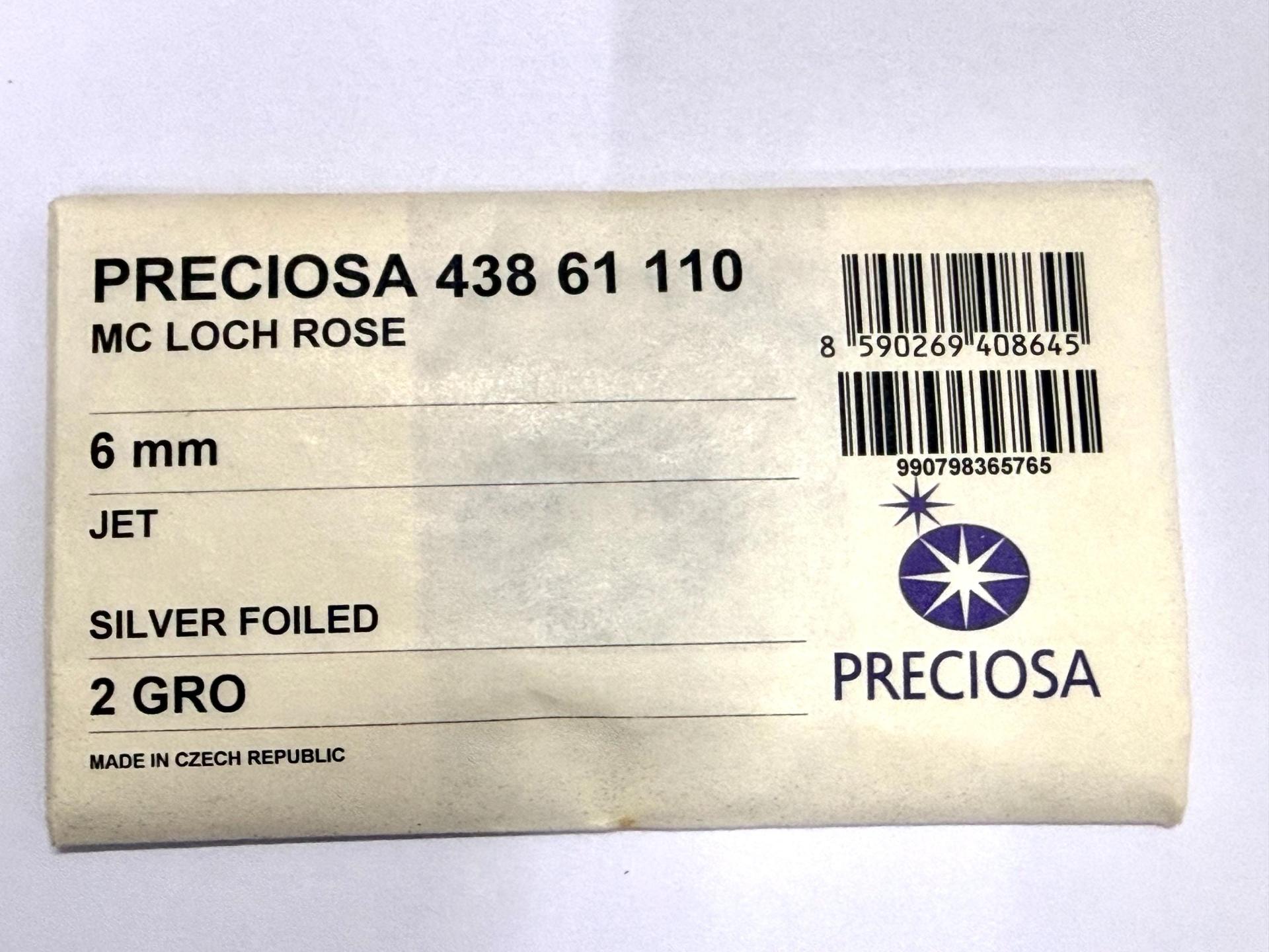 6mm Jet Lochrose Stones – Preciosa Flat Back Sew-On Stones , Czech Beads