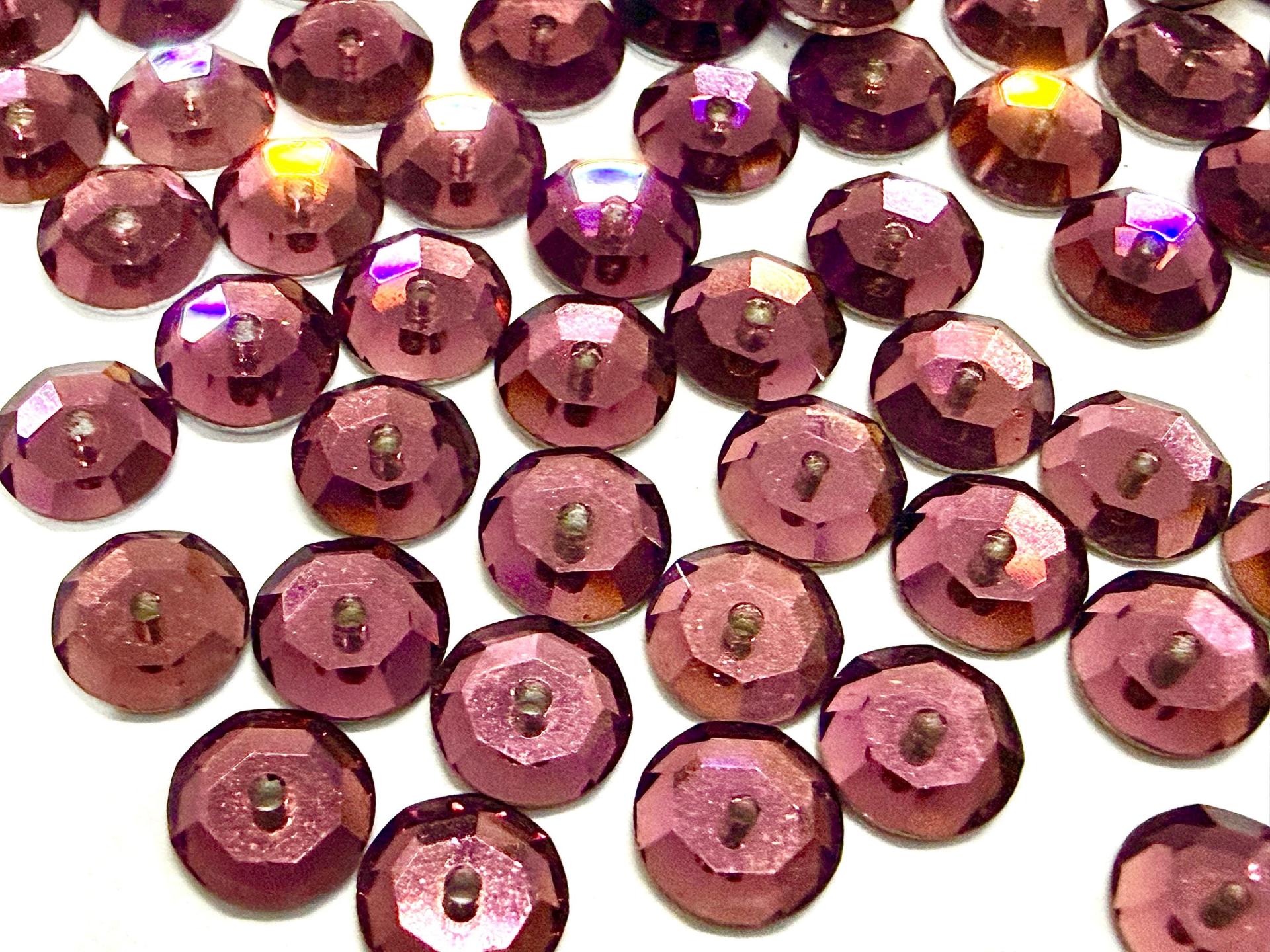 7mm Amethyst Lochrose Stones – Preciosa Flat Back Sew-On Stones , Czech Beads