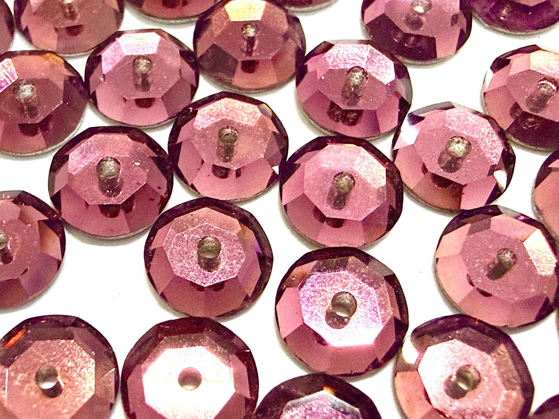 7mm Amethyst Lochrose Stones – Preciosa Flat Back Sew-On Stones , Czech Beads