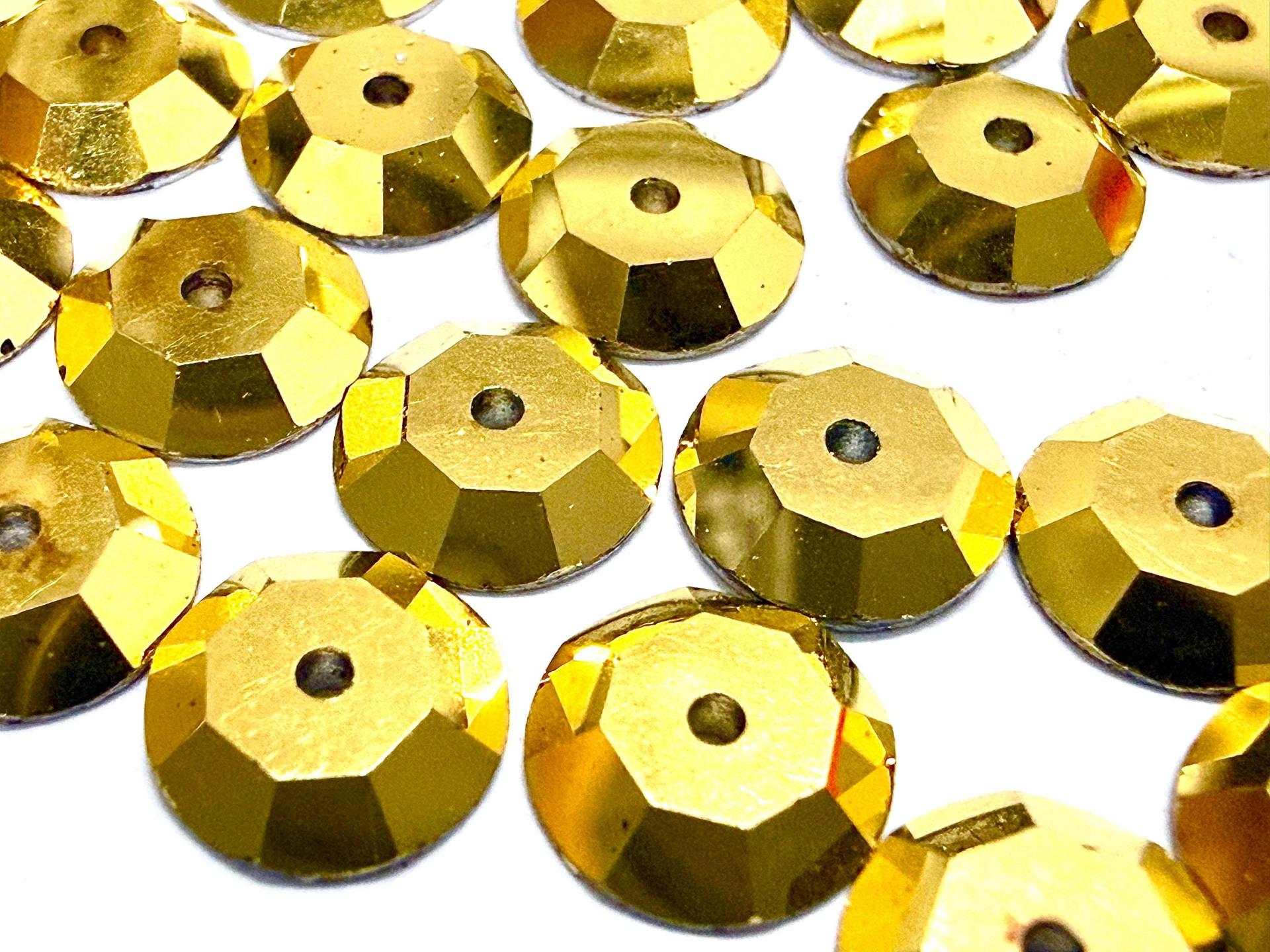 8mm Crystal Aurum Lochrose Stones – Preciosa Flat Back Sew-On Stones , Czech Beads