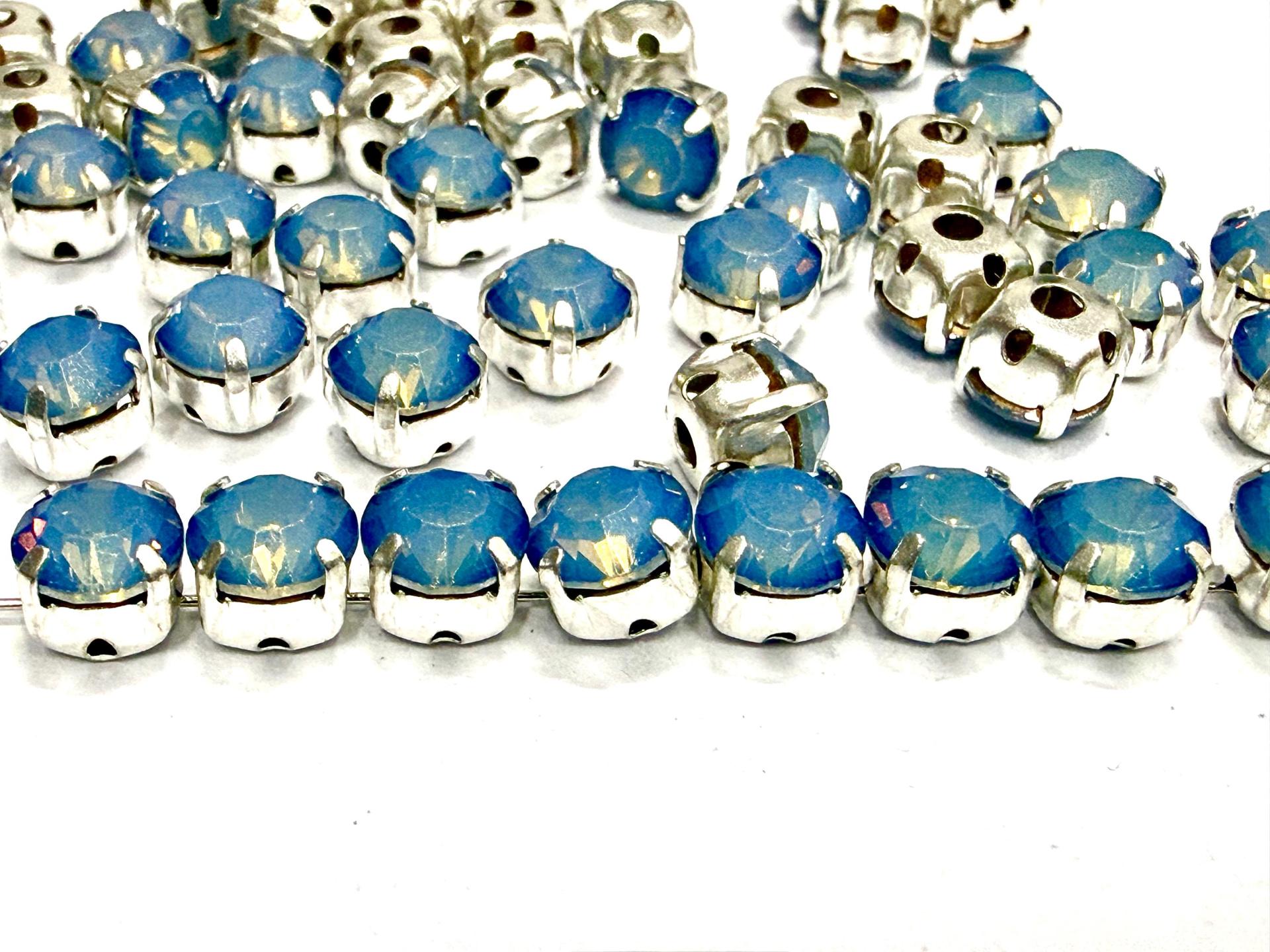 Sky Blue Opal Swarovski Crystal Montees, Silver Plated (28ss)