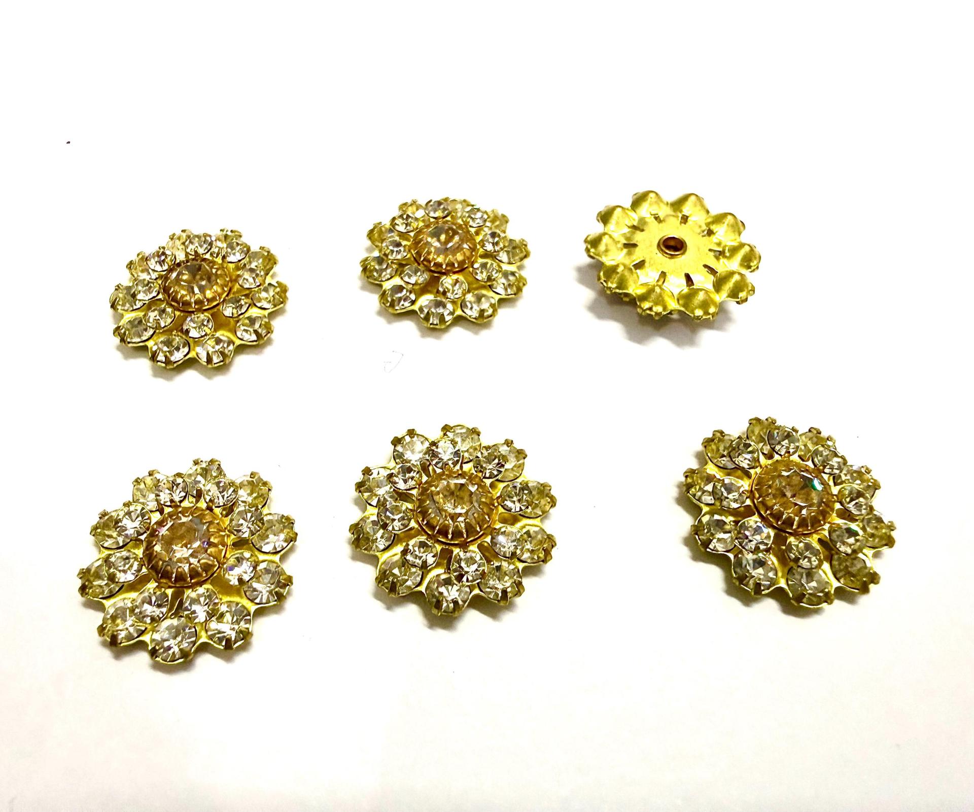 16mm Vintage brass Swarovski Flower Design crystal Embellishment DIY Supplies wedding decorations