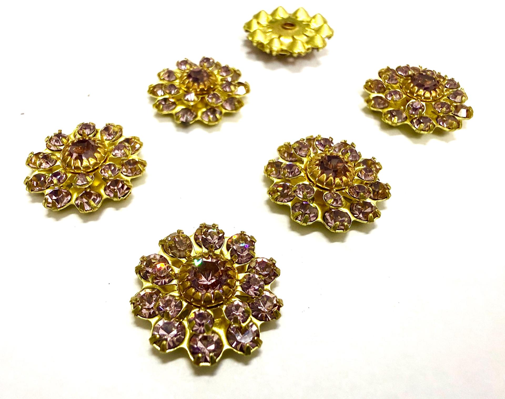 16mm Vintage brass Swarovski Flower Design in Light Amethyst crystal Embellishment DIY Supplies wedding decorations