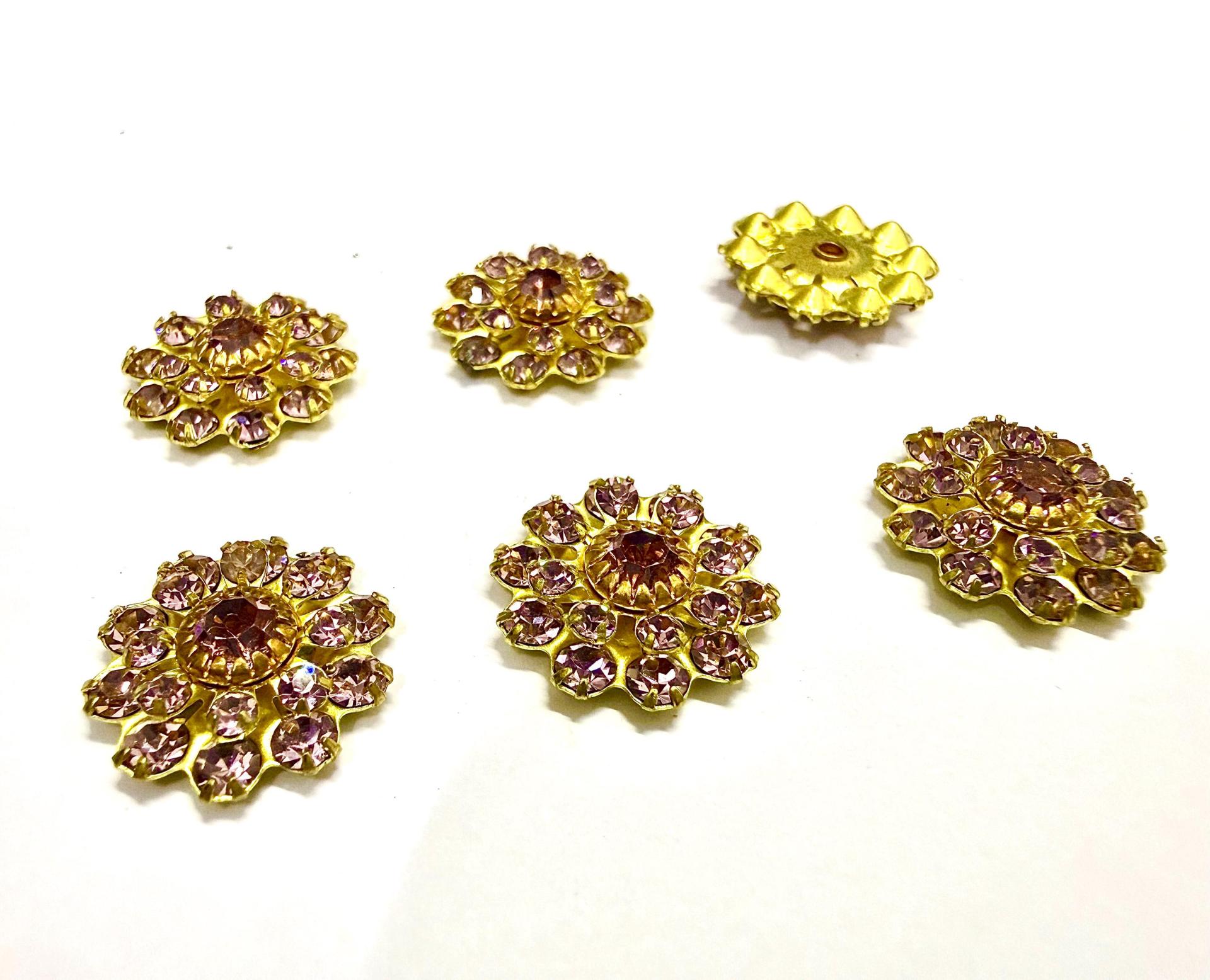 16mm Vintage brass Swarovski Flower Design in Light Amethyst crystal Embellishment DIY Supplies wedding decorations