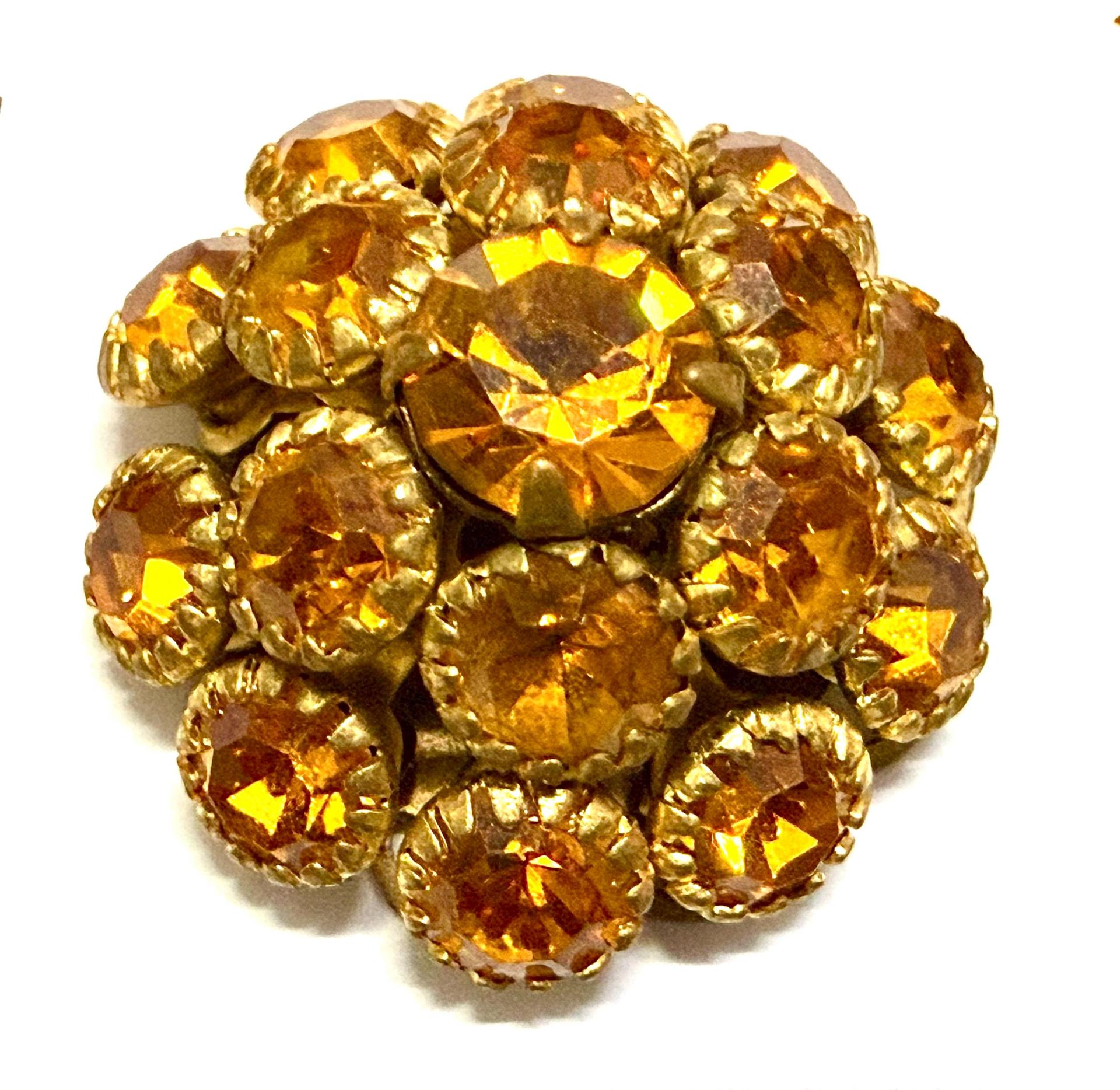 18 mm Vintage Swarovski Embellishment in Topaz DIY Supplies wedding decorations