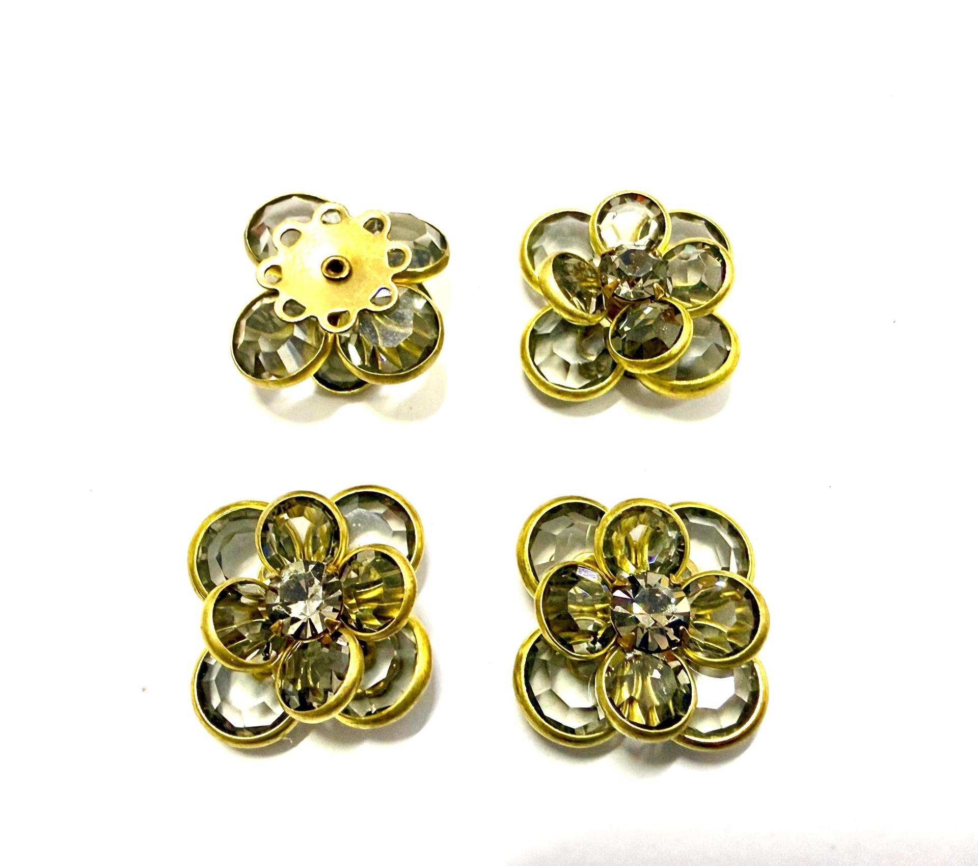 16mm Vintage brass Swarovski Flower Design in Black Diamond Embellishment DIY Supplies wedding decorations