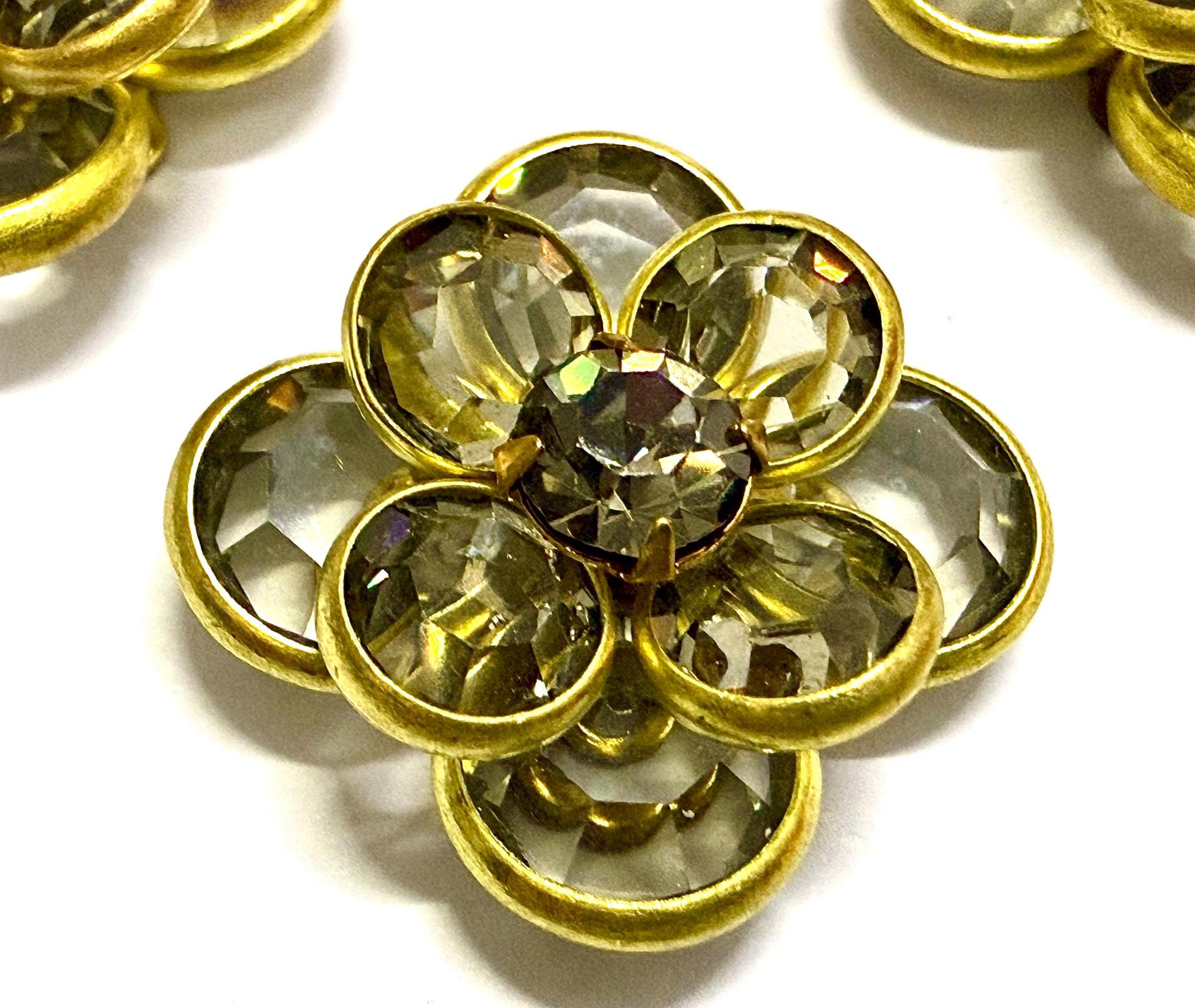 16mm Vintage brass Swarovski Flower Design in Black Diamond Embellishment DIY Supplies wedding decorations