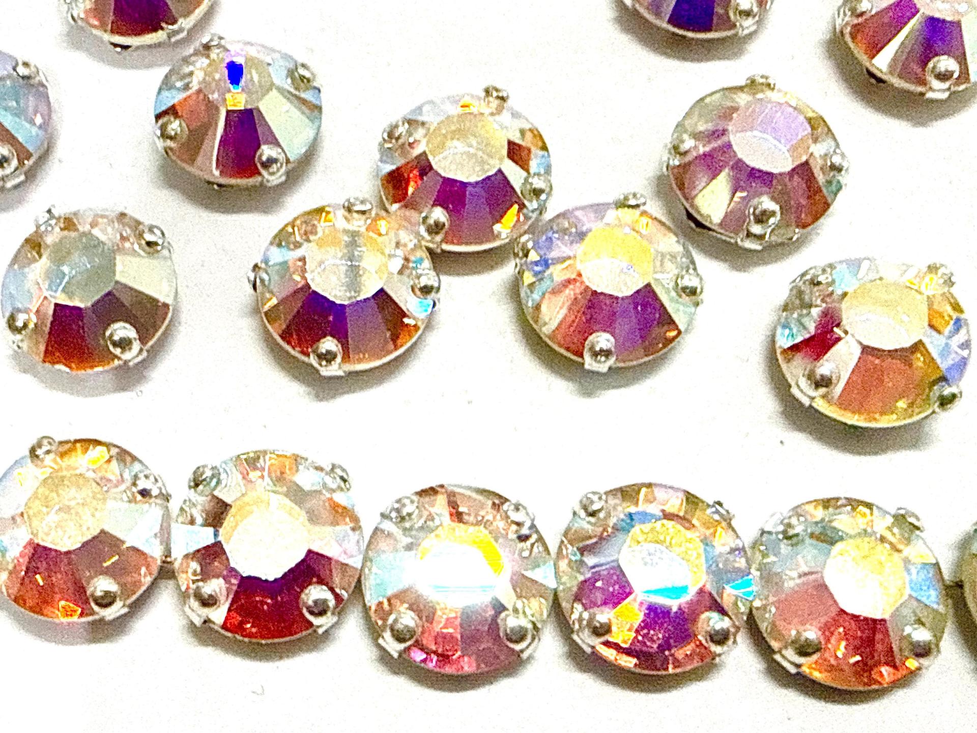 Vintage Swarovski Crystal Aurore Boreale Crystal Rose Montees, 40ss Silver Plated Settings