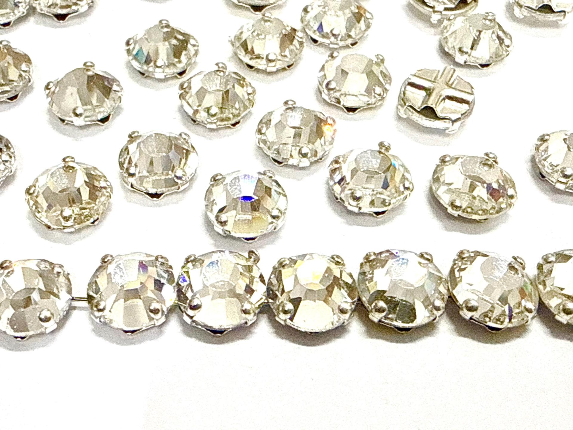 Vintage Swarovski Crystal Rose Montees, 40ss Silver Plated Settings