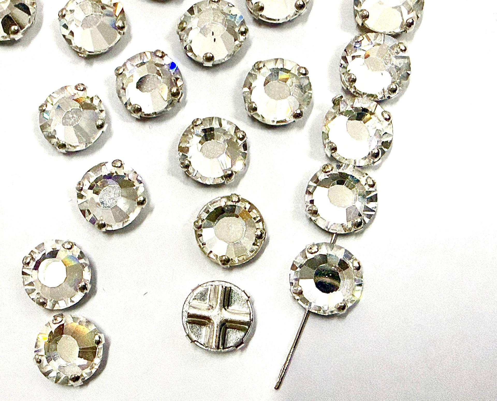 Vintage Swarovski Crystal Rose Montees, 40ss Silver Plated Settings