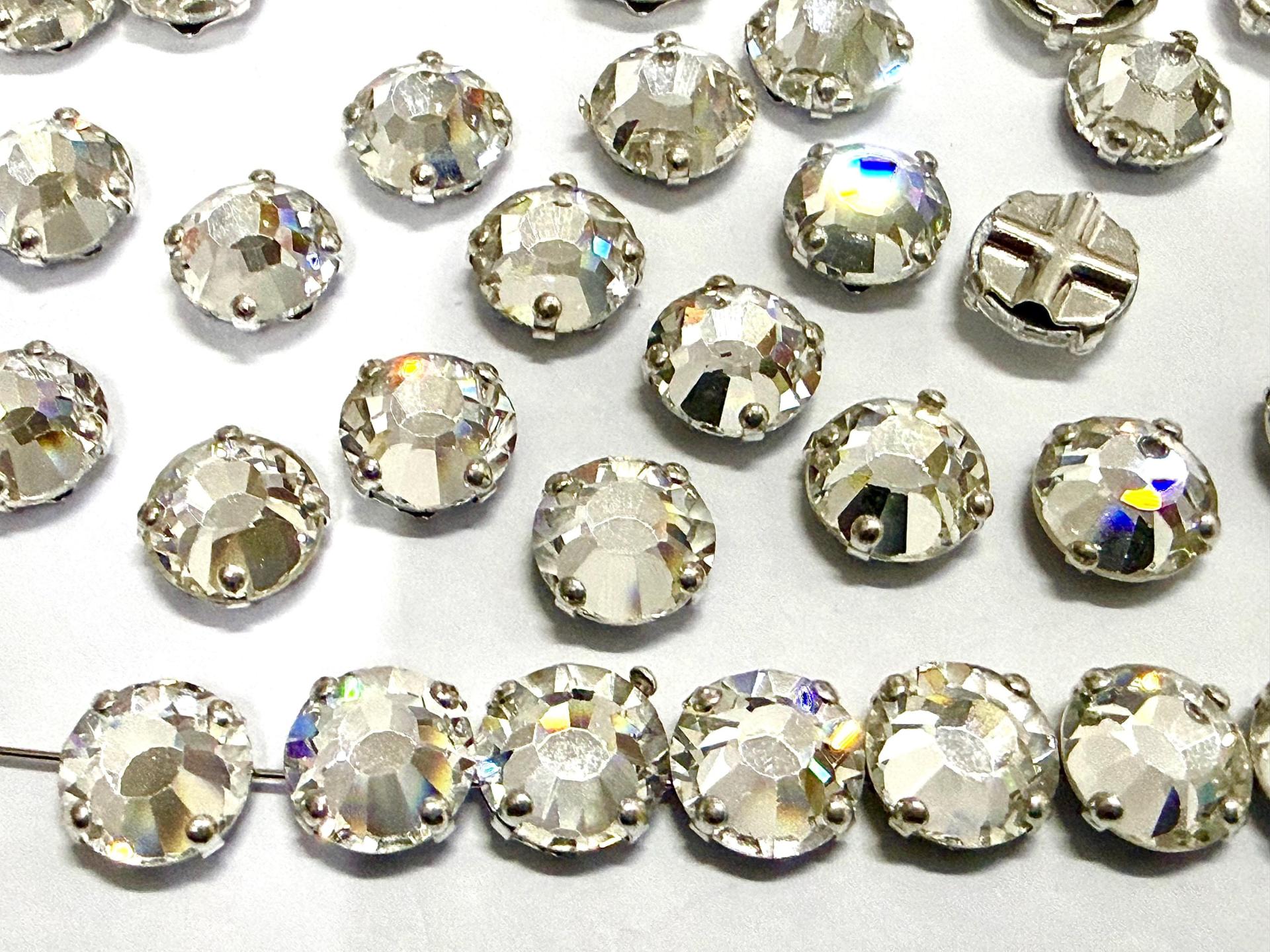 Vintage Swarovski Crystal Rose Montees, 40ss Silver Plated Settings