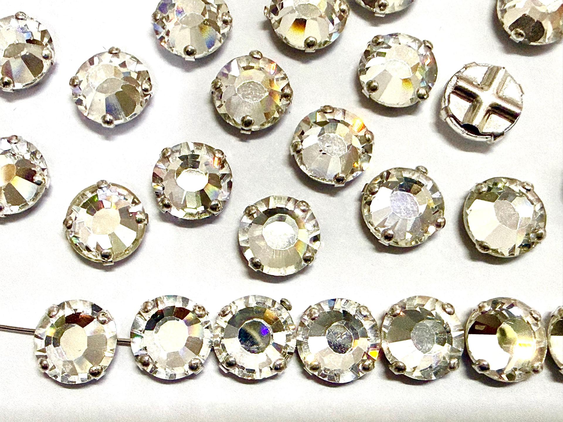 Vintage Swarovski Crystal Rose Montees, 40ss Silver Plated Settings