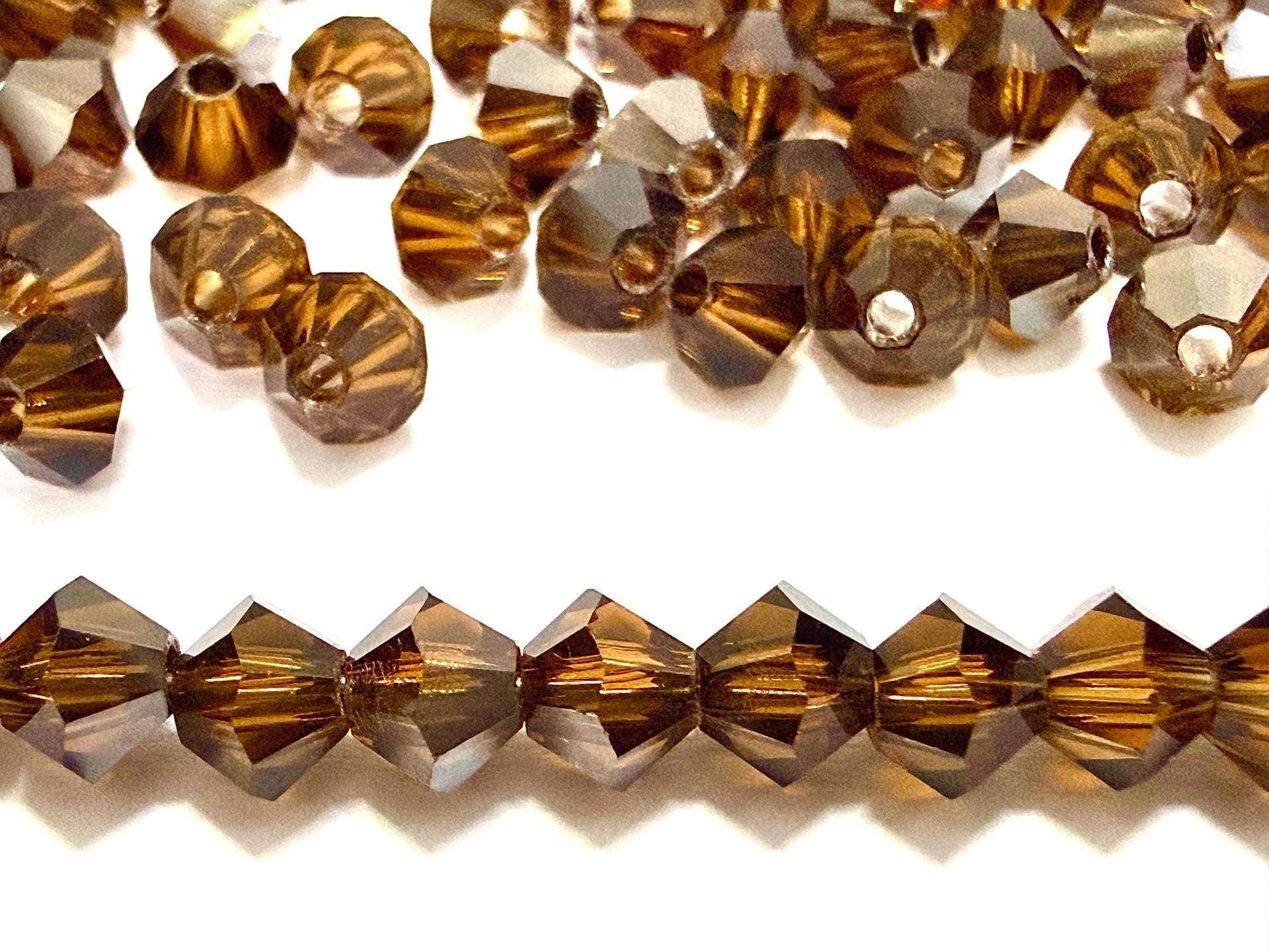 4mm Smoked Topaz Satin Swarovski Bicone Beads, Jewelry Making Supplies