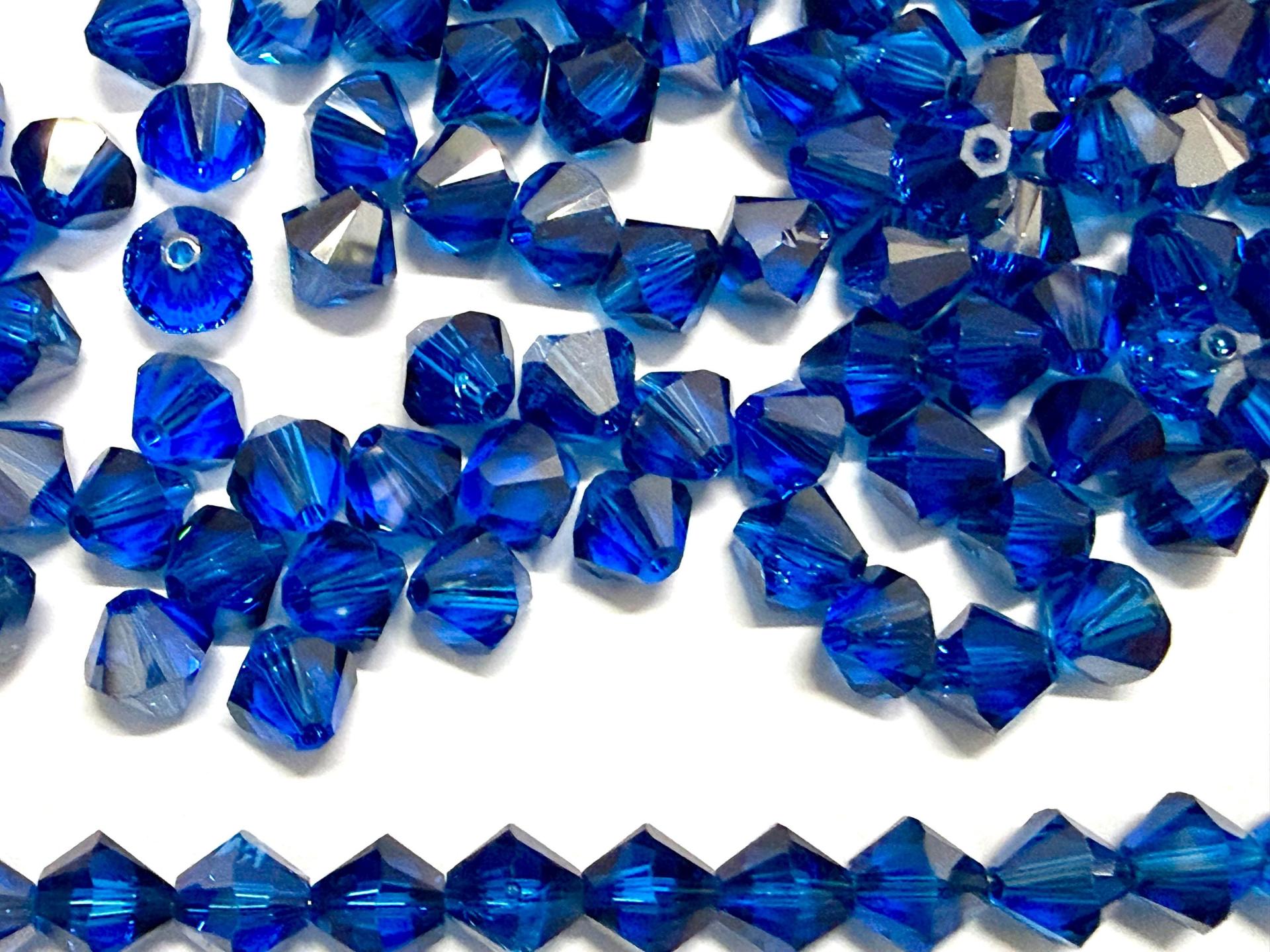 6mm Capri Blue Satin Swarovski Bicone Beads, Jewelry Making Supplies