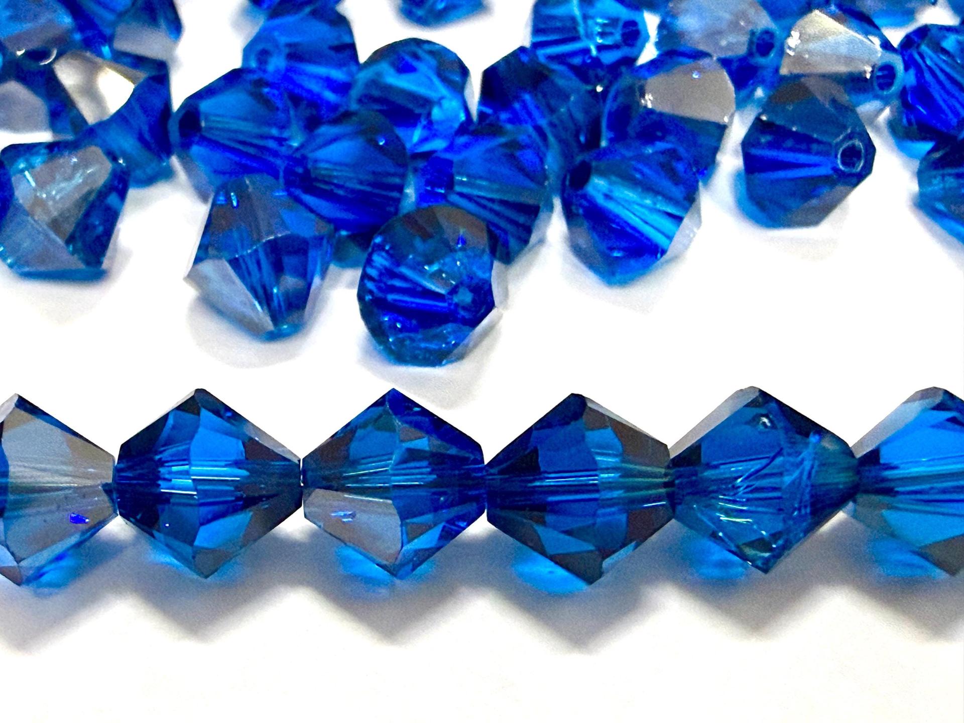6mm Capri Blue Satin Swarovski Bicone Beads, Jewelry Making Supplies