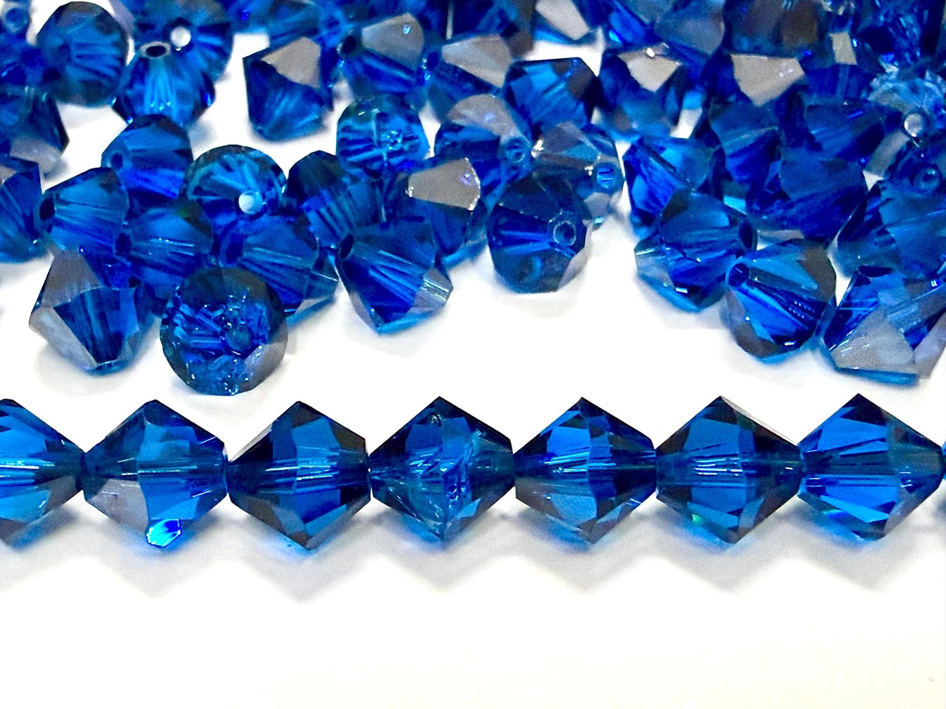 6mm Capri Blue Satin Swarovski Bicone Beads, Jewelry Making Supplies