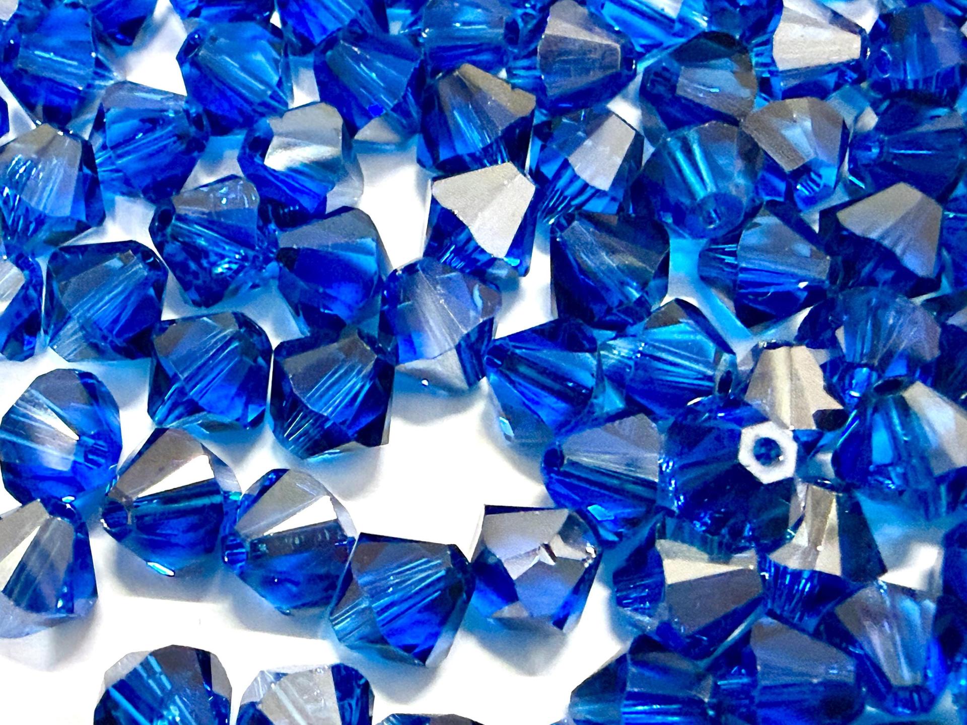 6mm Capri Blue Satin Swarovski Bicone Beads, Jewelry Making Supplies