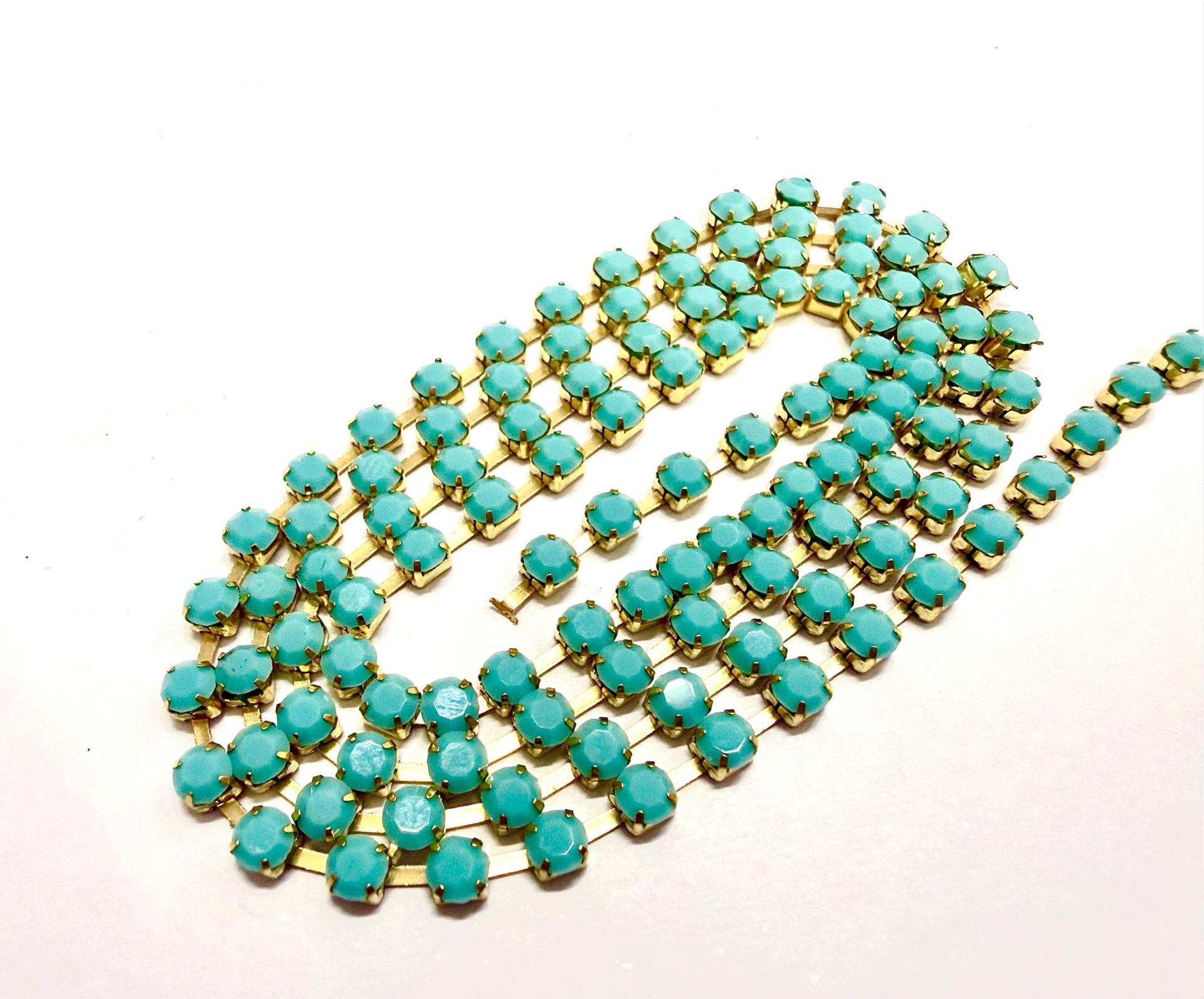 Preciosa Turquoise Rhinestone Chain, 12ss Crystal Embellishments