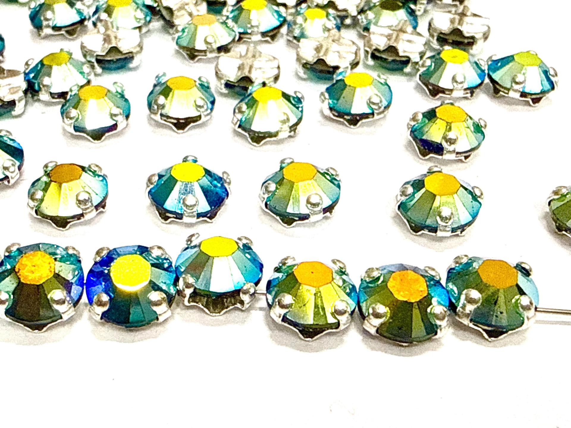 Crystal Jet AB Swarovski Rose Montees, 34ss Silver Plated Setting