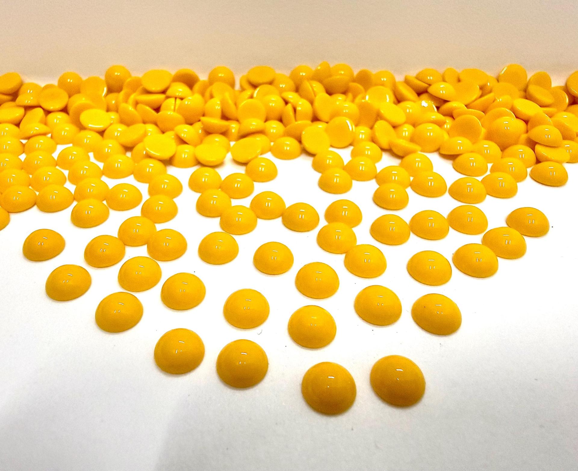 6mm Swarovski Round Cabochon Cabs Opaque Yellow  Unfoiled Article # 2090/4 Vintage Flat Back