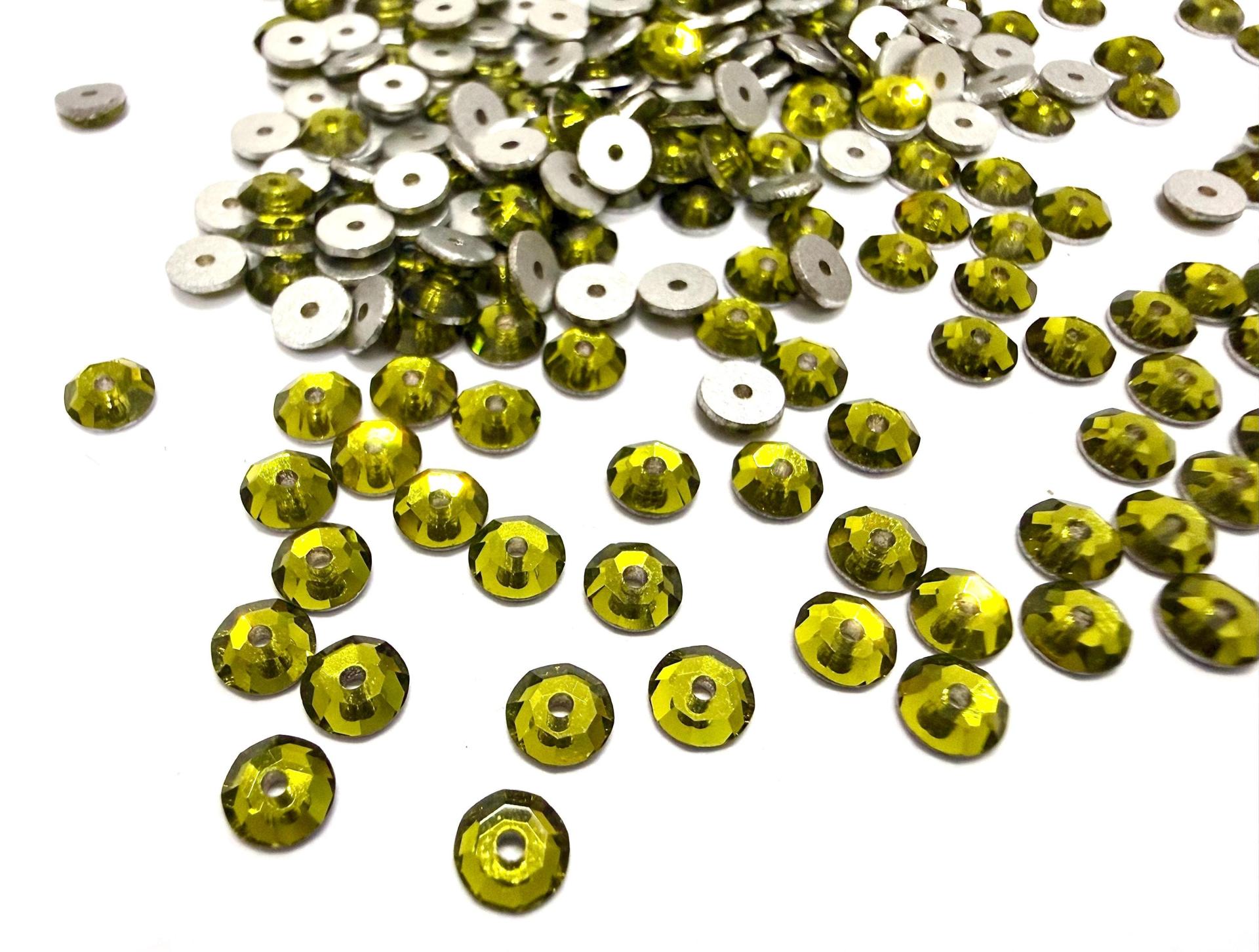 3mm Preciosa Crystal Olivine Flat Back Sew-On Stones