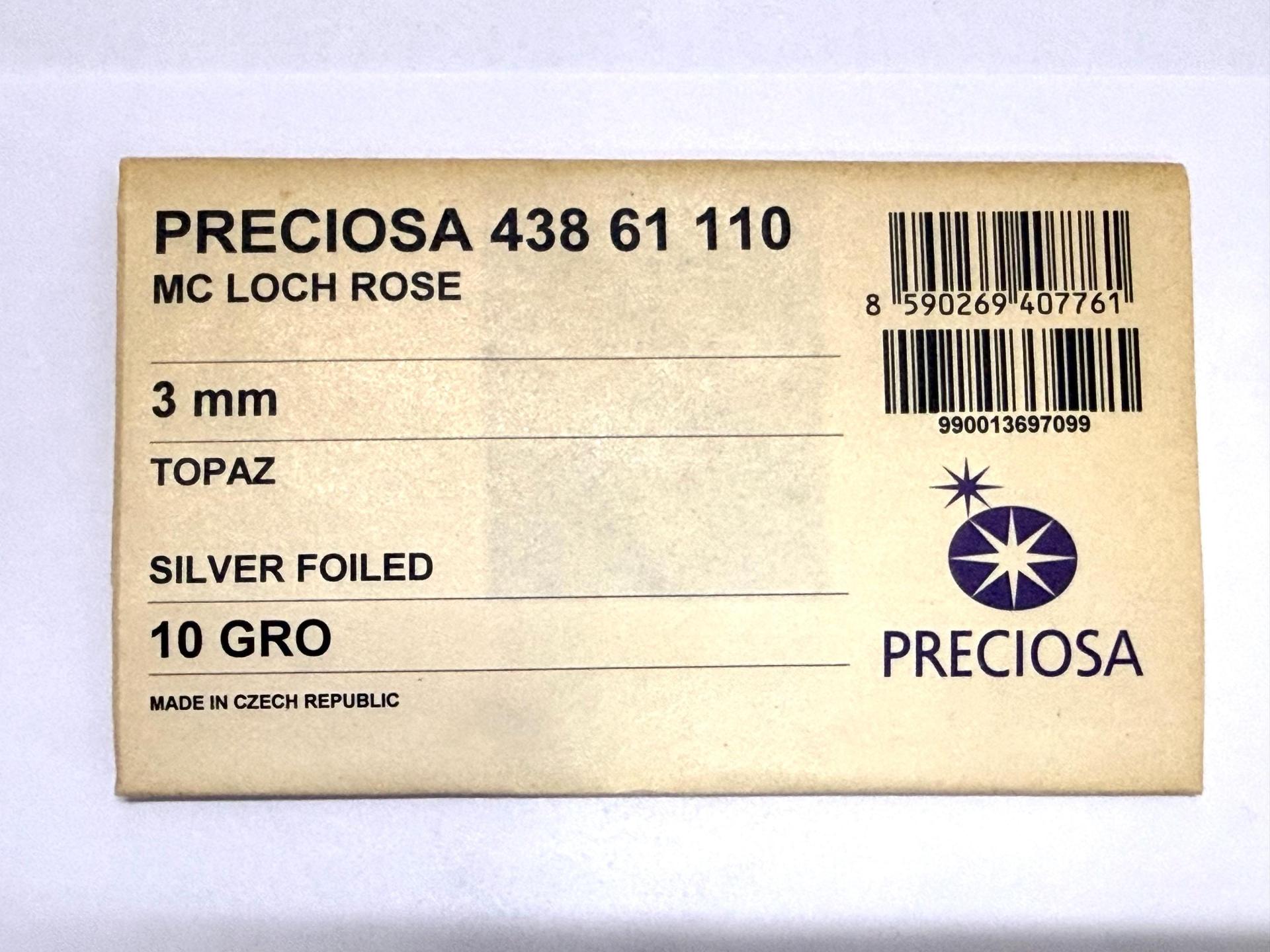 3mm Preciosa Crystal Topaz Flat Back Sew-On Stones