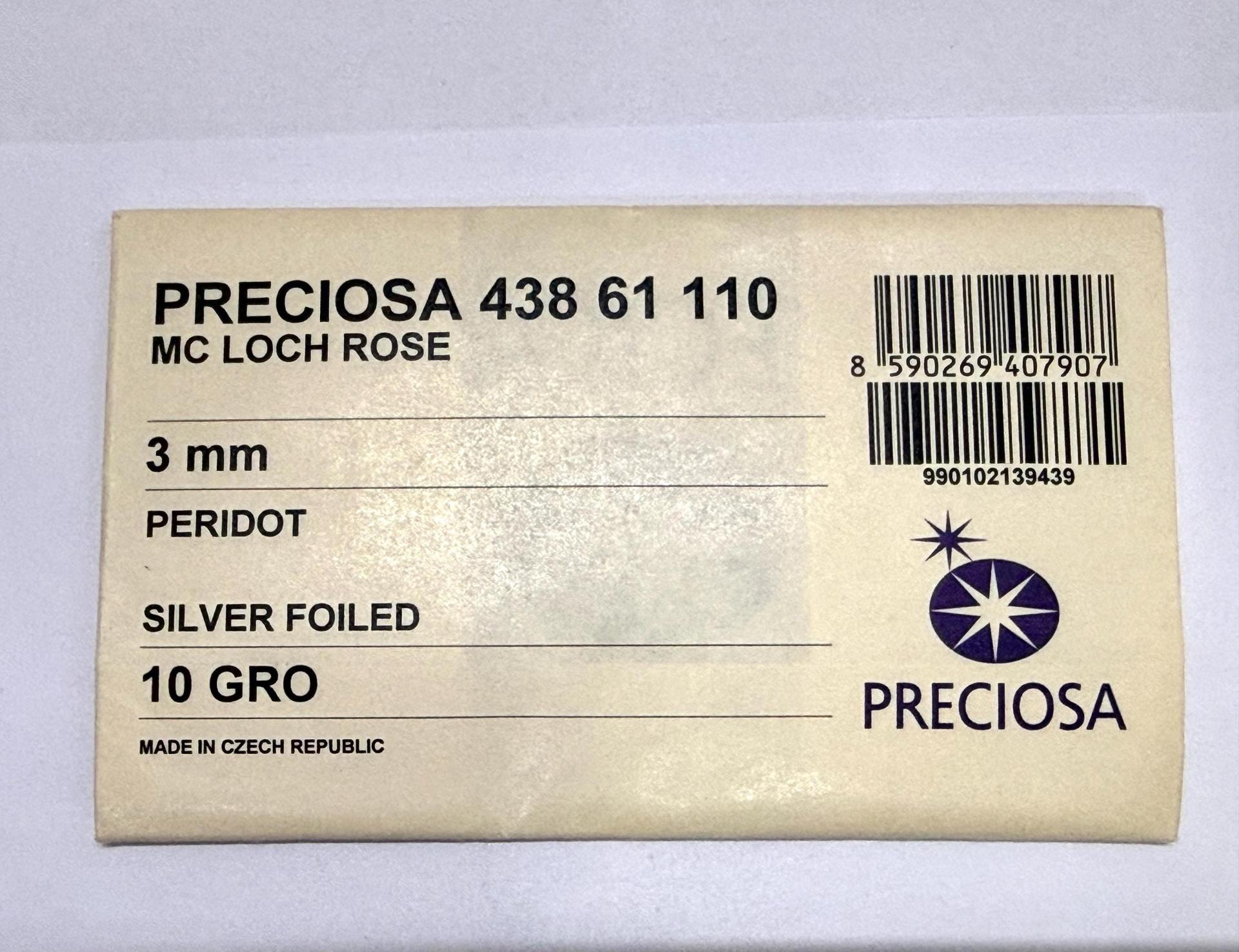 3mm Preciosa Crystal Peridot Flat Back Sew-On Stones