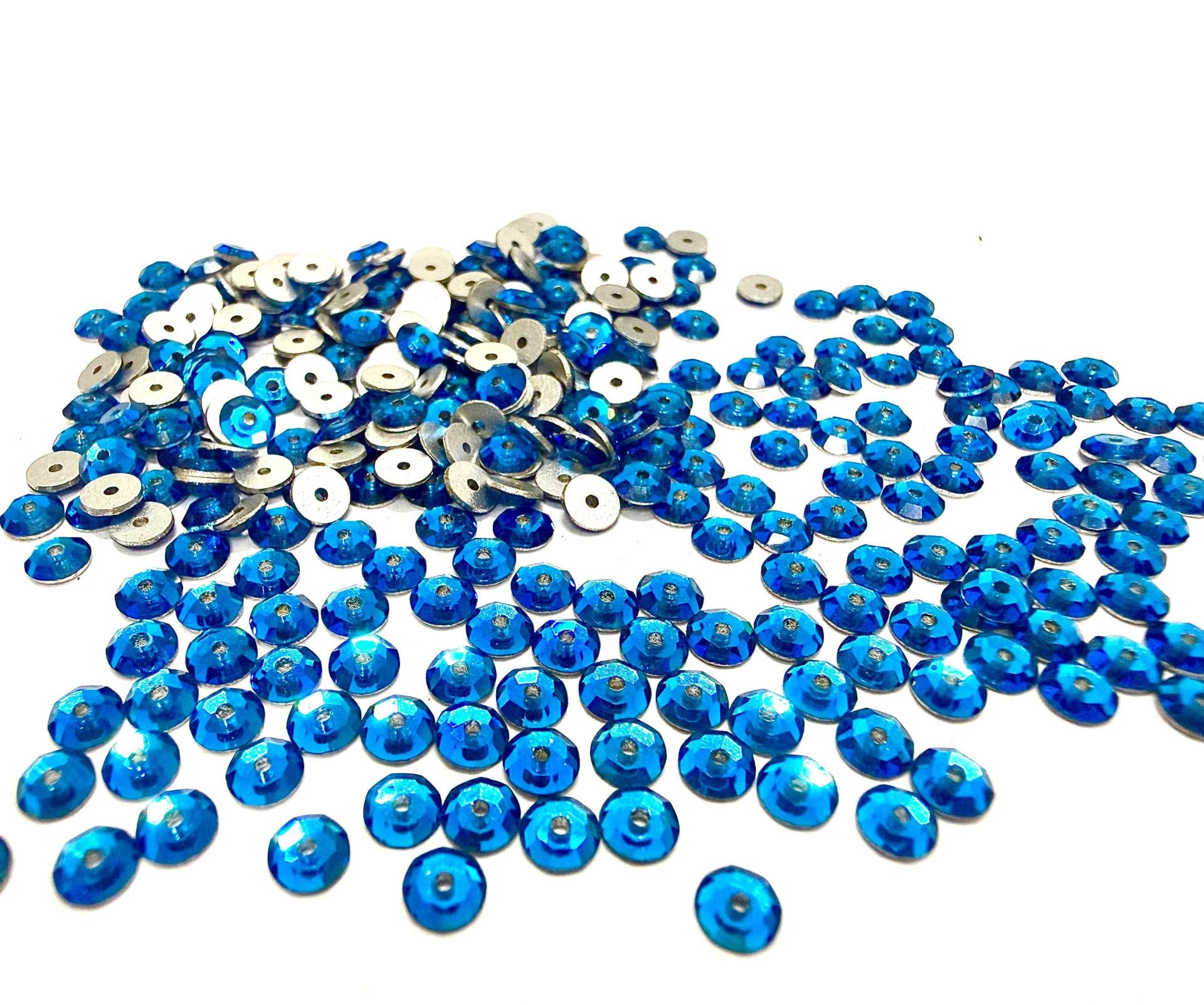 3mm Preciosa Crystal Capri Blue Flat Back Sew-On Stones