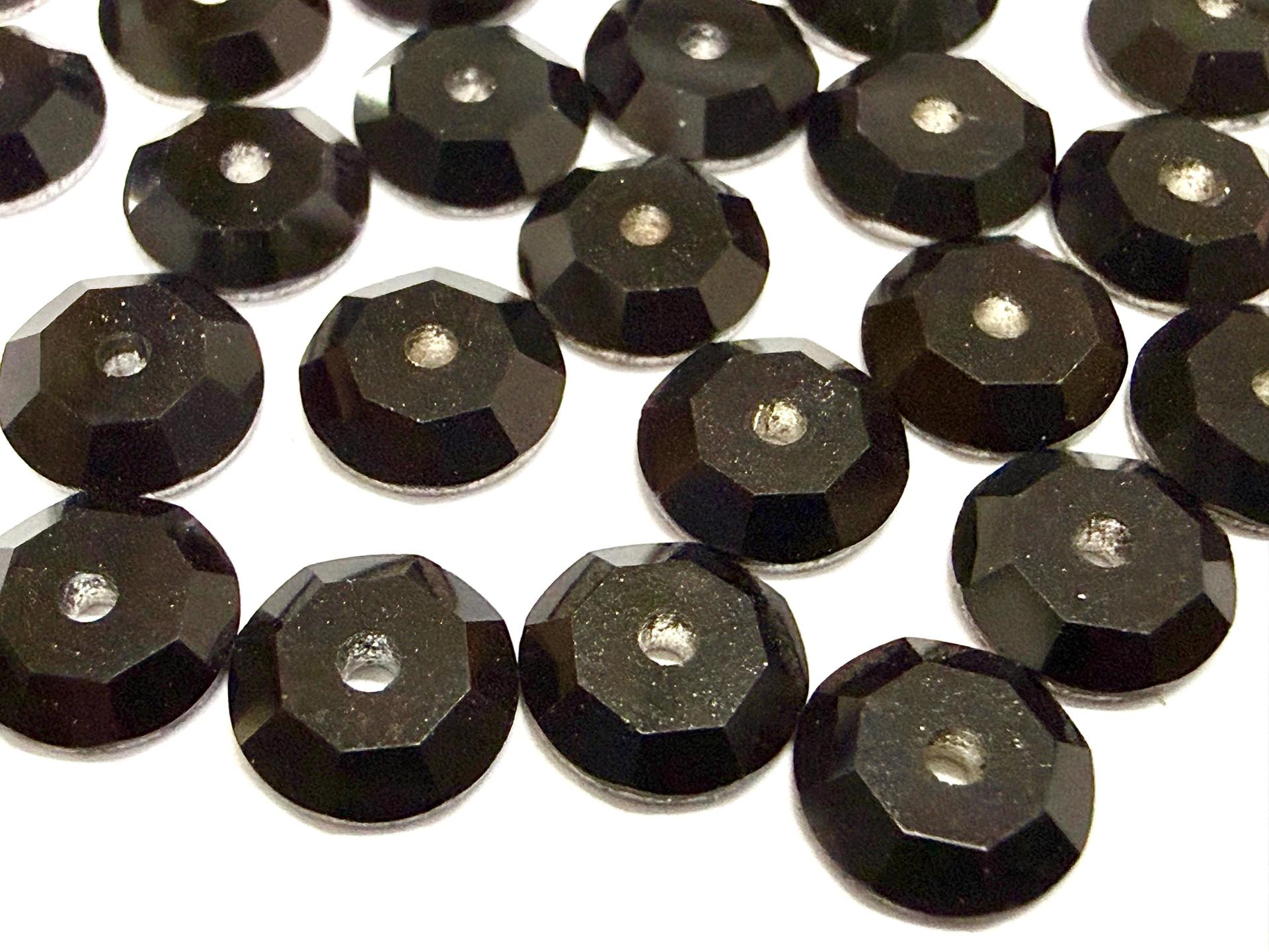 7mm Jet Lochrose Stones – Preciosa Flat Back Sew-On Stones , Czech Beads