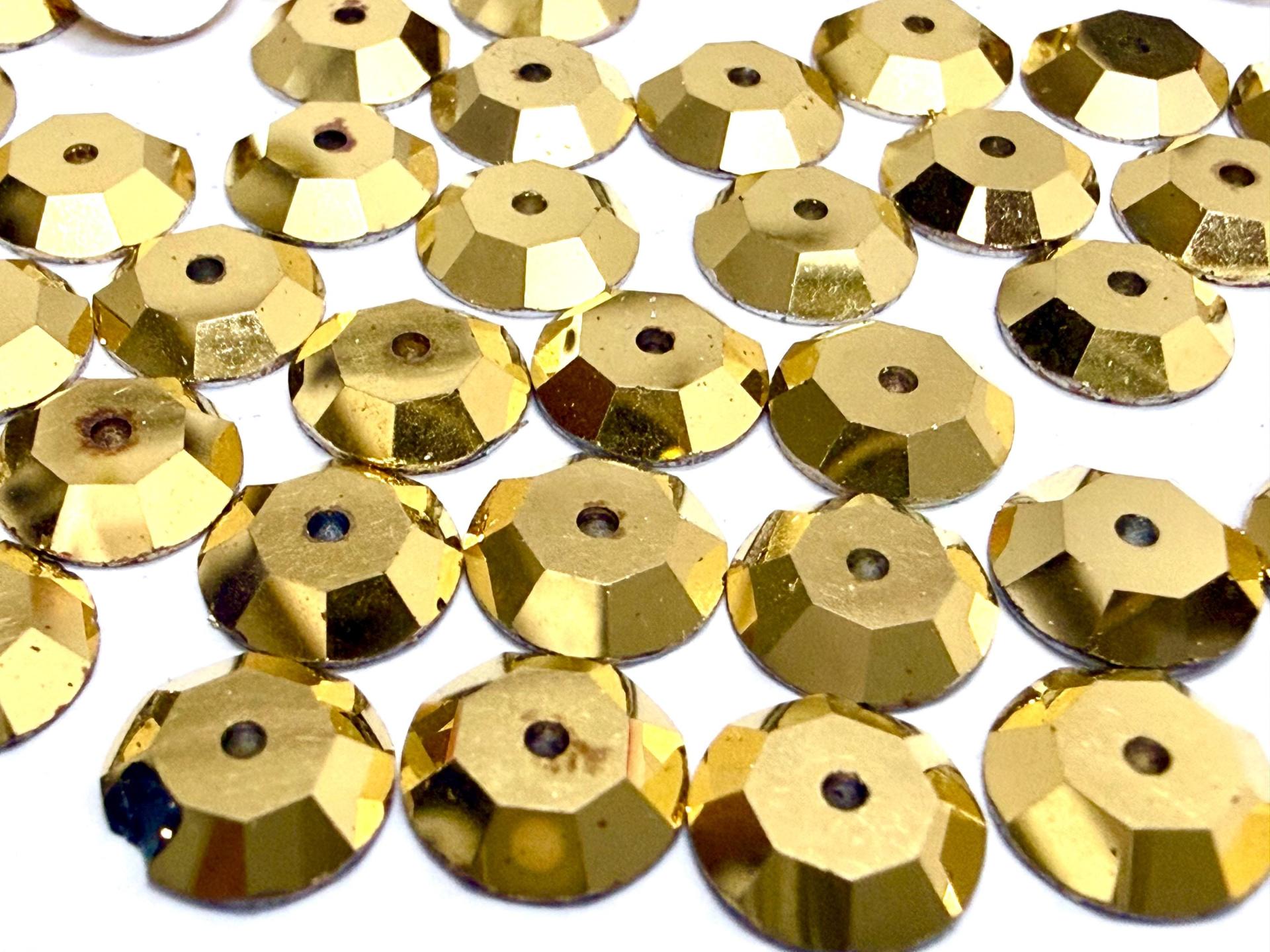 8mm Crystal Aurum Lochrose Stones – Preciosa Flat Back Sew-On Stones , Czech Beads