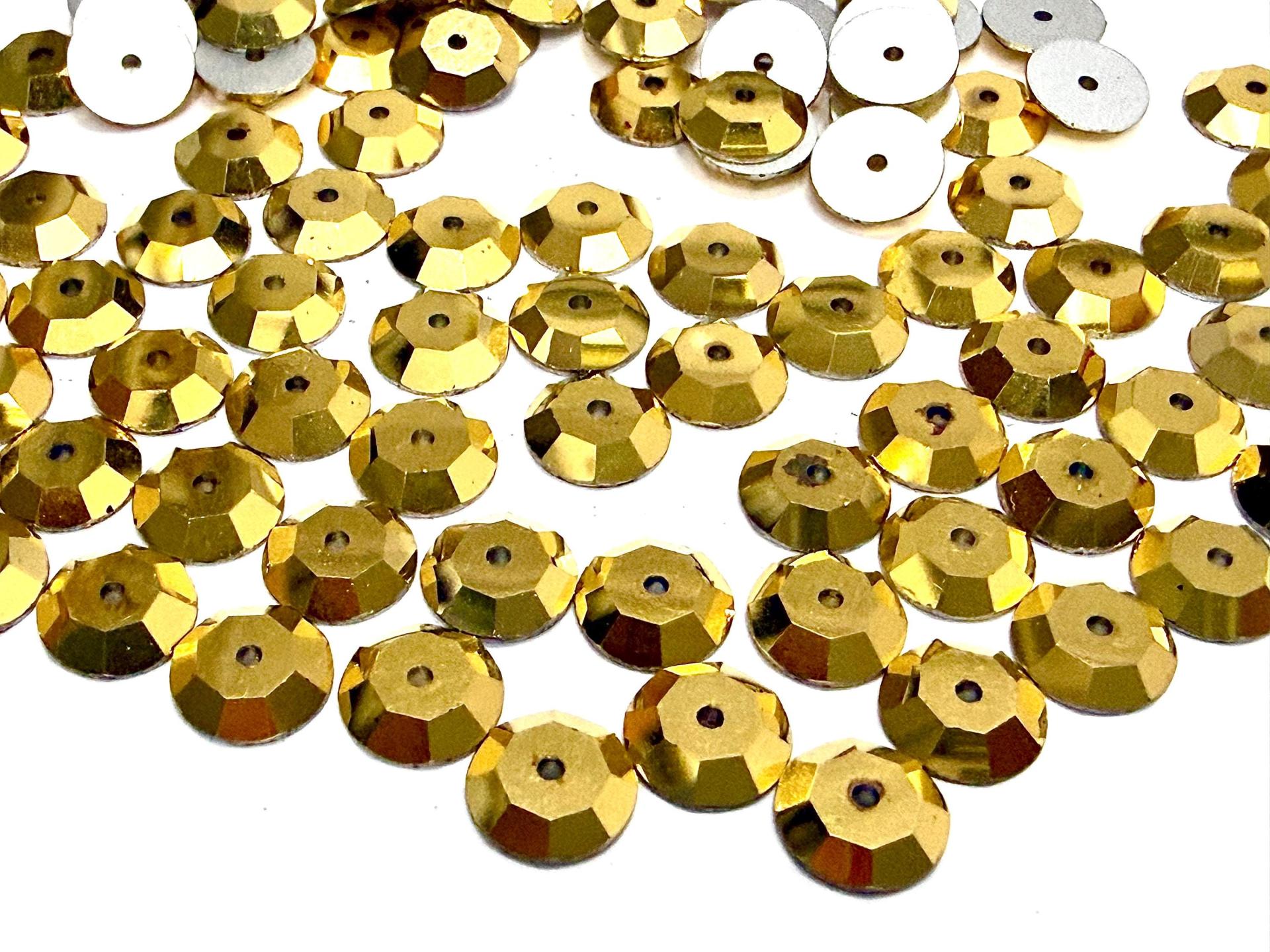 8mm Crystal Aurum Lochrose Stones – Preciosa Flat Back Sew-On Stones , Czech Beads